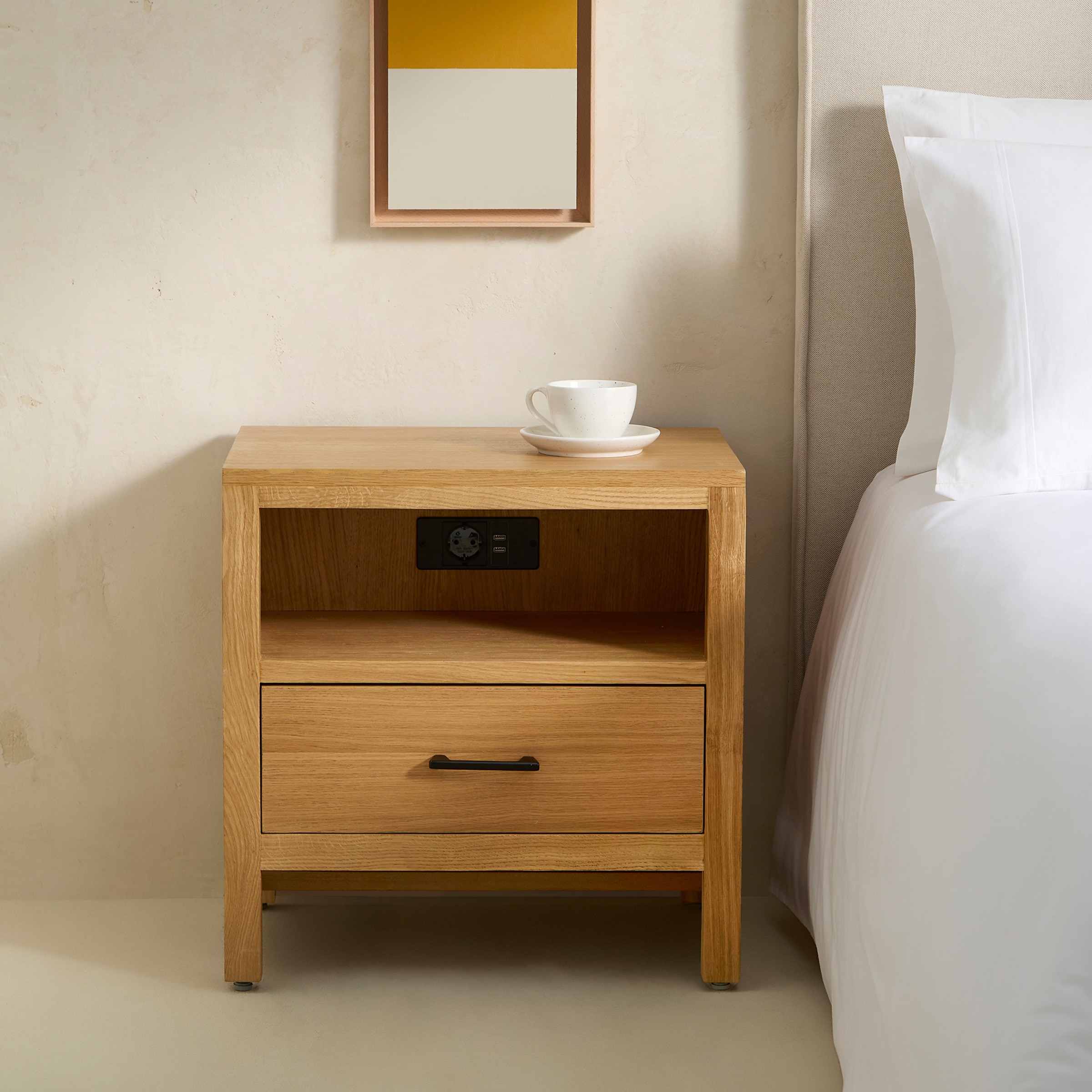 Mesa de Cabeceira com 1 Gaveta Carvalho-1