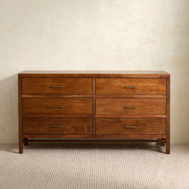 Imagem 0 de Cómoda de Madeira de Acácia com 6 Gavetas