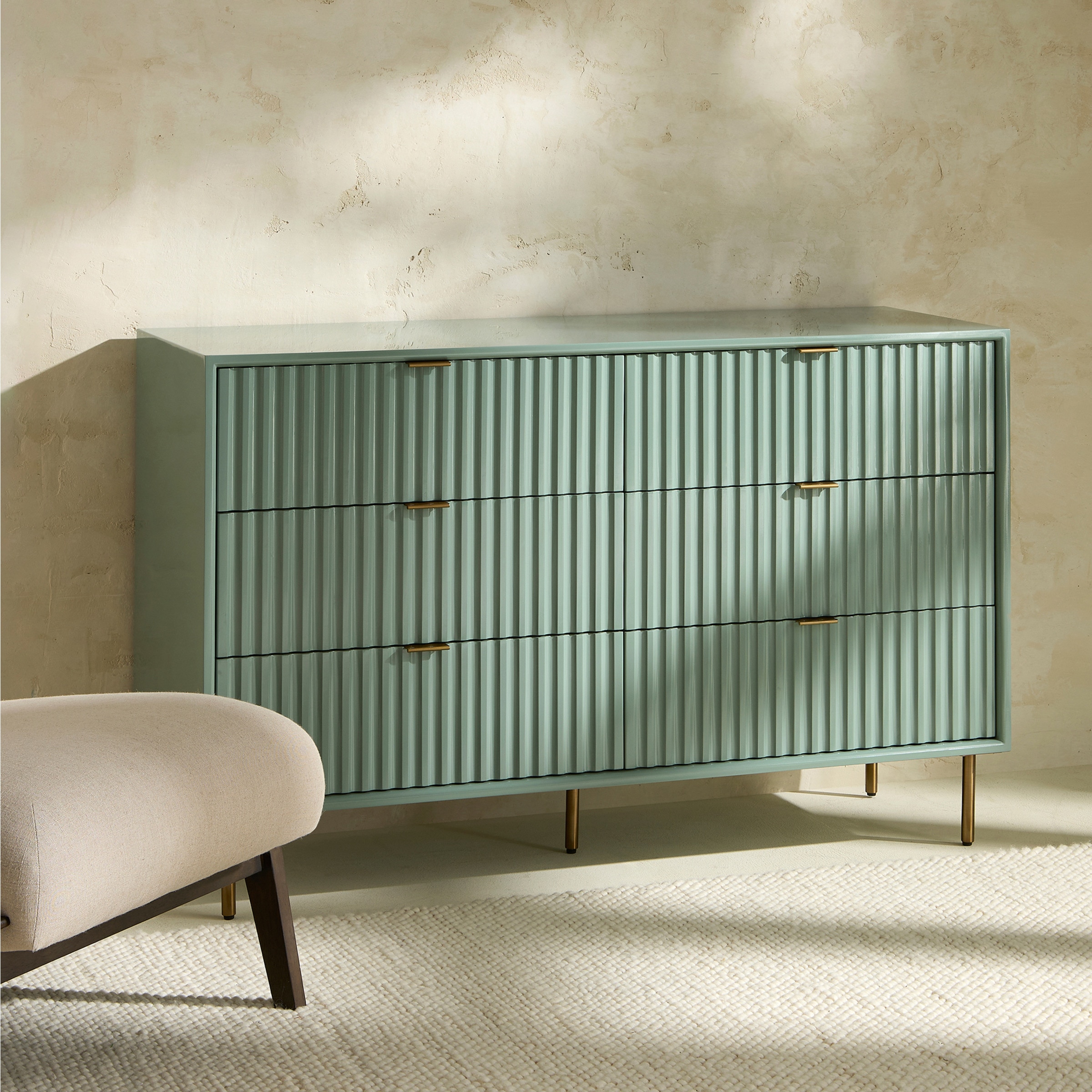 Cómoda Dupla com 6 Gavetas Arty Verde-1