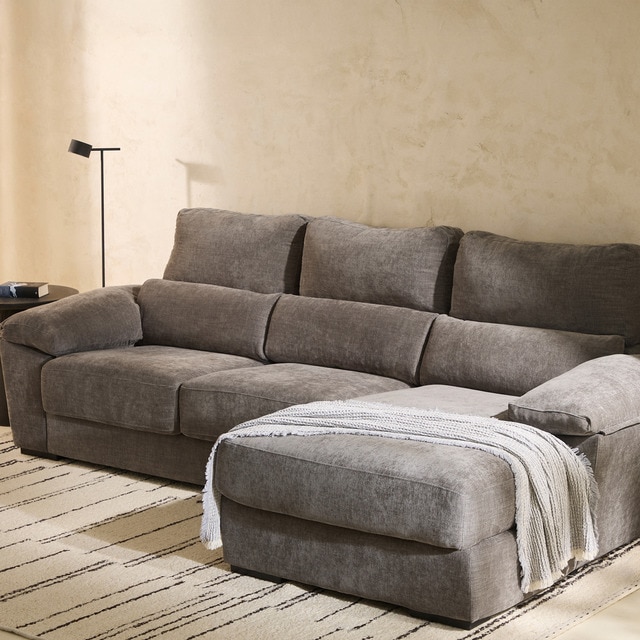 Imagem 0 de Sofá Estofado de 5 Lugares com Assentos Deslizantes e Chaise Longue Direita com Baú Cloud