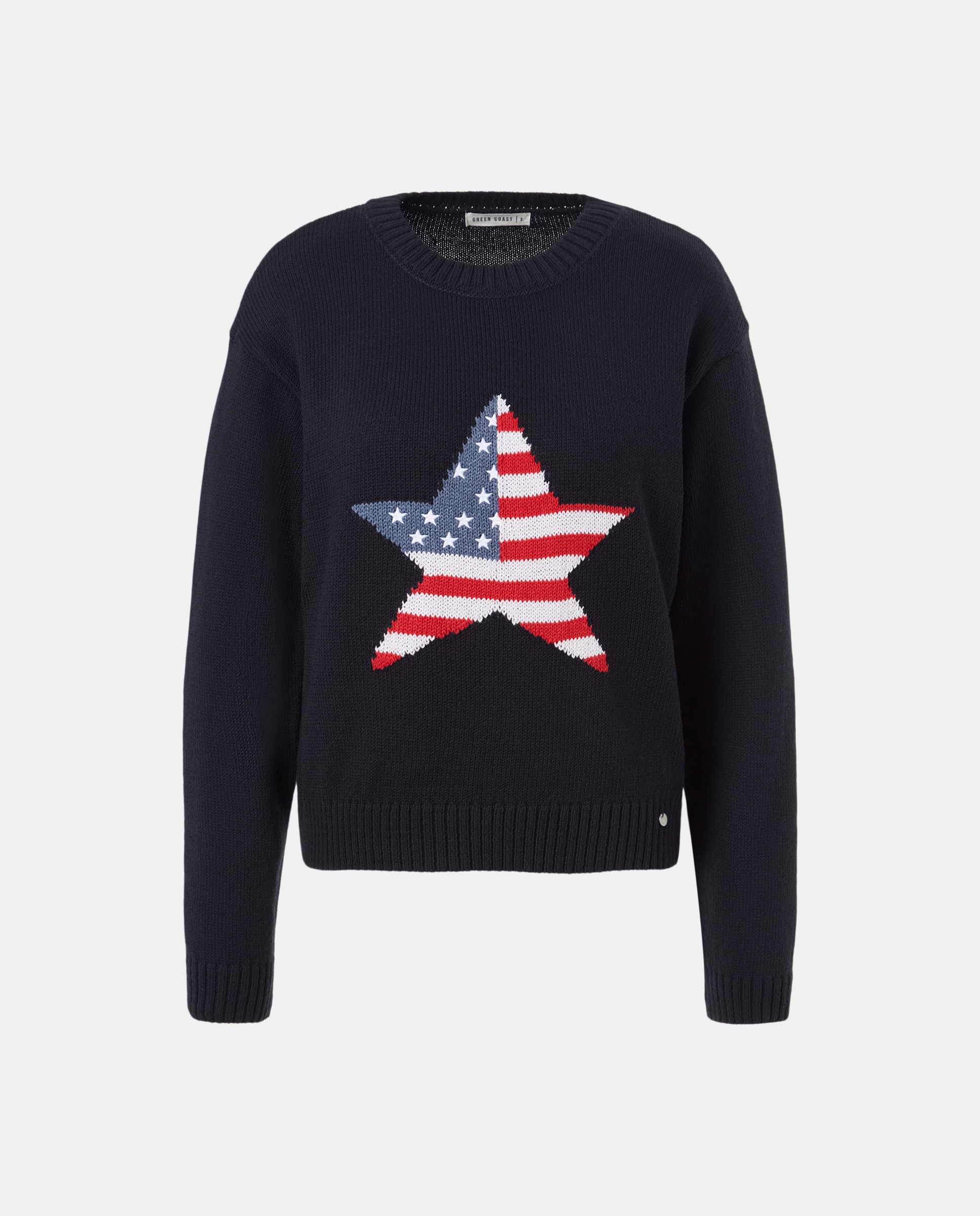 Camisola de Malha de Manga Comprida com Estampado Azul-marinho-4