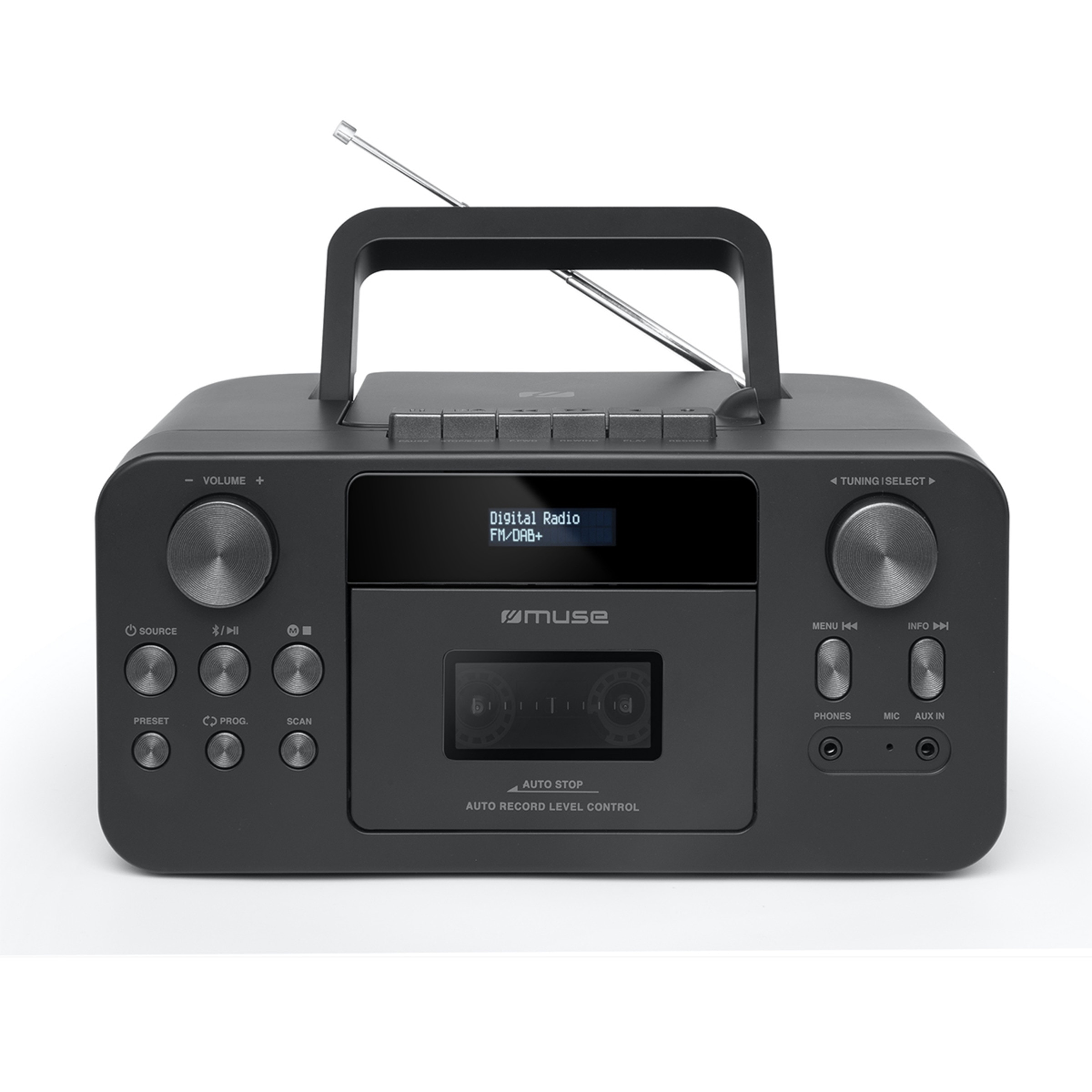 Radio Cassette Muse M-182 DB Bluetooth, Radio FM/DAB+ Negro-1