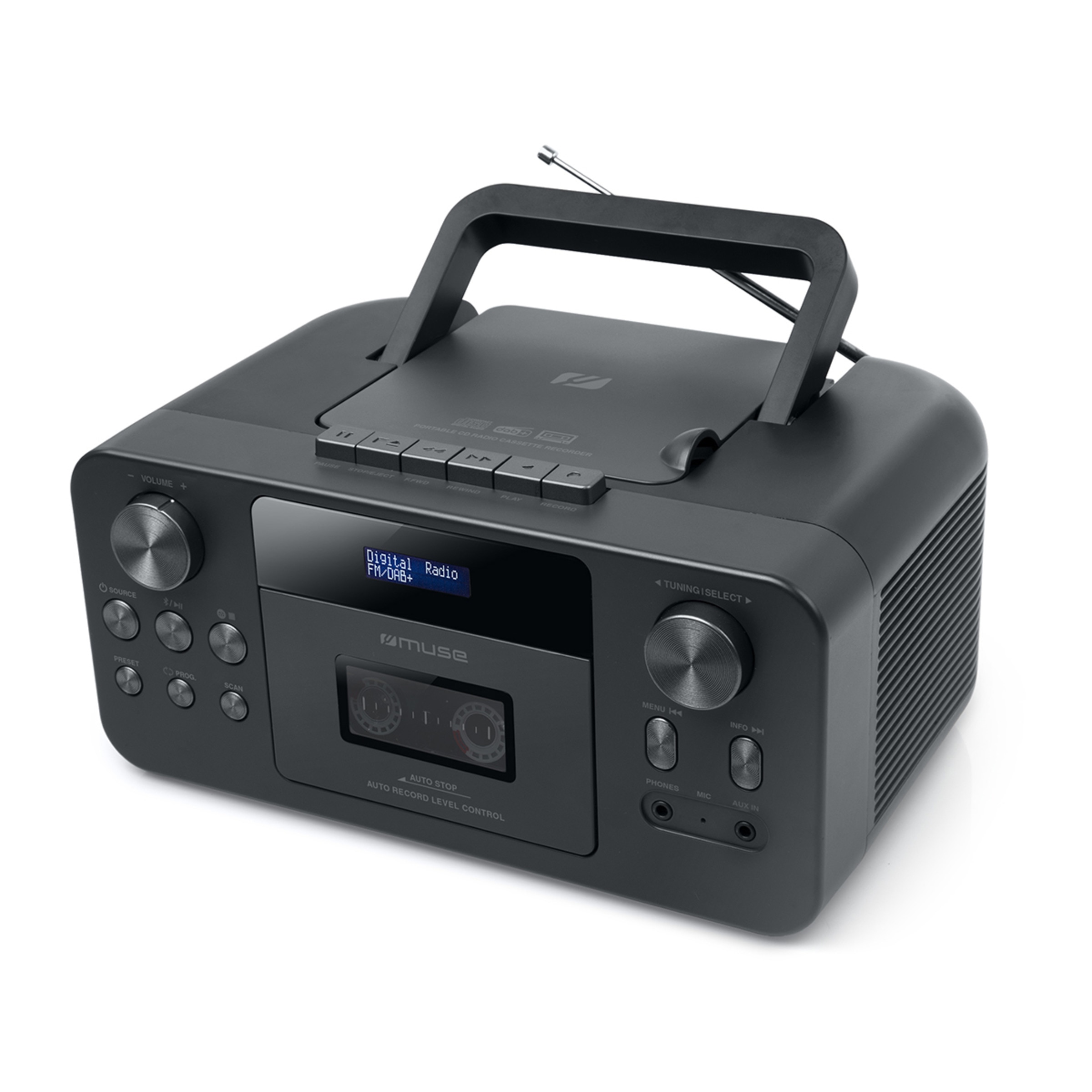 Radio Cassette Muse M-182 DB Bluetooth, Radio FM/DAB+ Negro-2