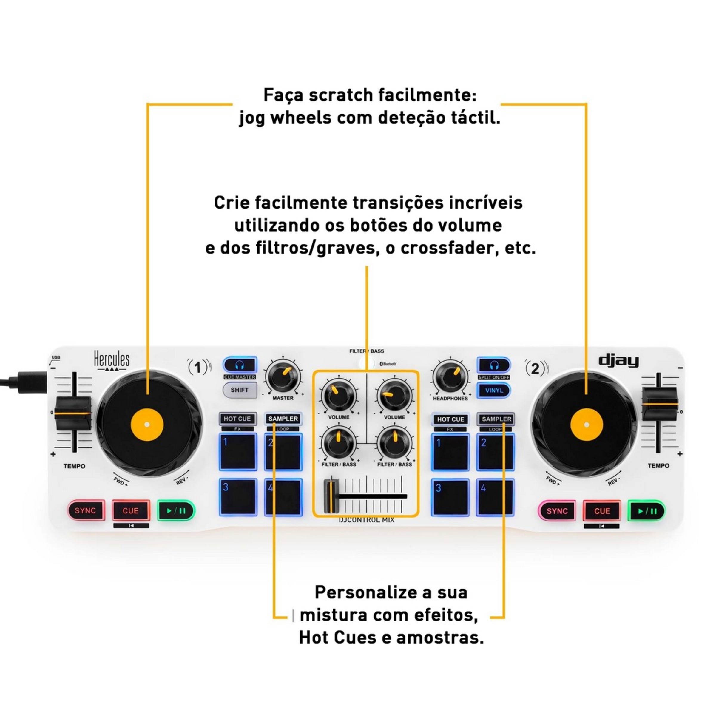 DJ Control Hercules Mix Branco-3