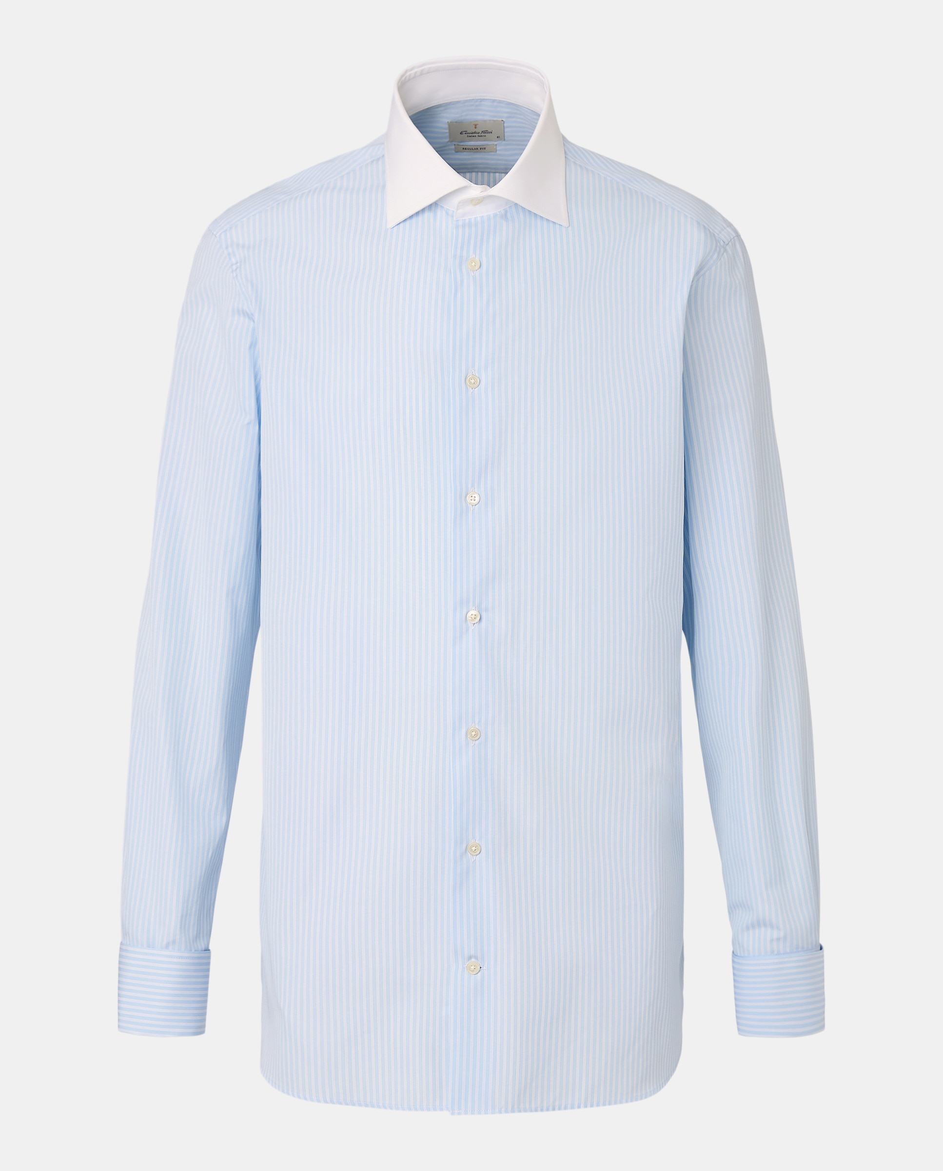 Camisa com Risca e Gola - Azul/Branco Azul-4