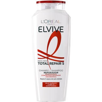 champú Total Repair 5 reconstituyente con pro-queratina + ceramida para cabello dañado frasco 400 ml - Elvive