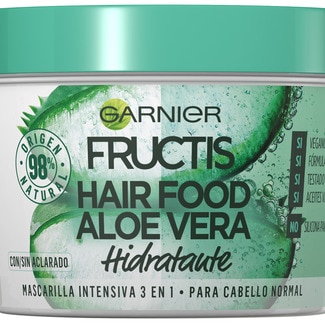 Hair Food Aloe Vera mascarilla de pelo intensiva 3 en 1 hidratante con/sin aclarado tarro 390 ml para cabello normal - Fructis