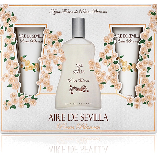 White Roses gift box with natural eau de toilette for women spray 150 ml + 150 ml tube of scented moisturising body cream + 75 ml tube of shower gel