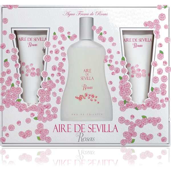 Rosas estuche con eau de toilette femenina natural spray 150 ml + crema corporal hidratante tubo 100 ml + gel de baño tubo 100 ml