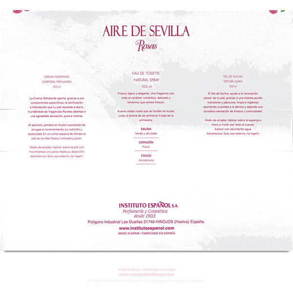 Rosas estuche con eau de toilette femenina natural spray 150 ml + crema corporal hidratante tubo 100 ml + gel de baño tubo 100 ml