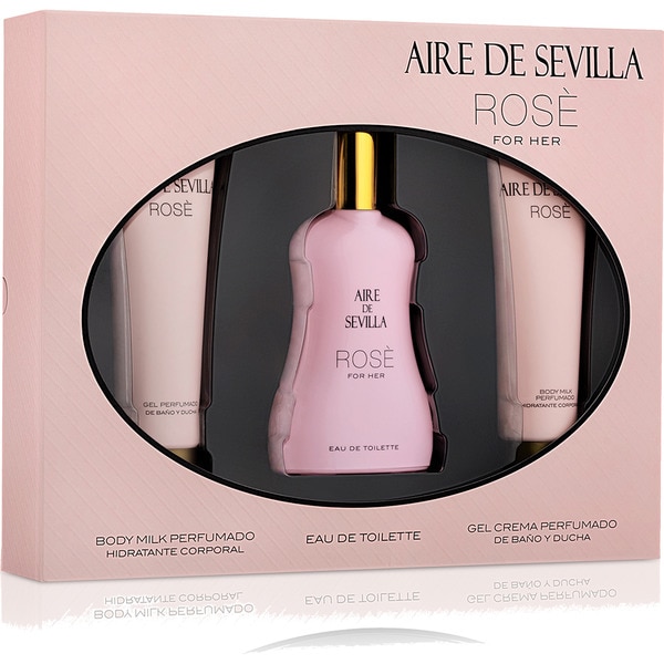 Rosé estuche con eau de toilette femenina natural spray 150 ml + body milk perfumado tubo 100 ml + gel de ducha en crema perfumado tubo 100 ml