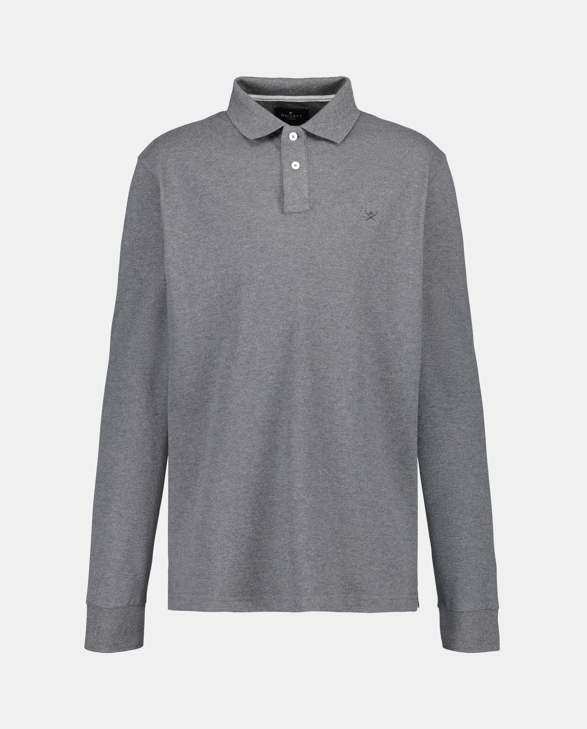 Polo de Manga Comprida Classic Fit com Logótipo Bordado. Cinzento-4