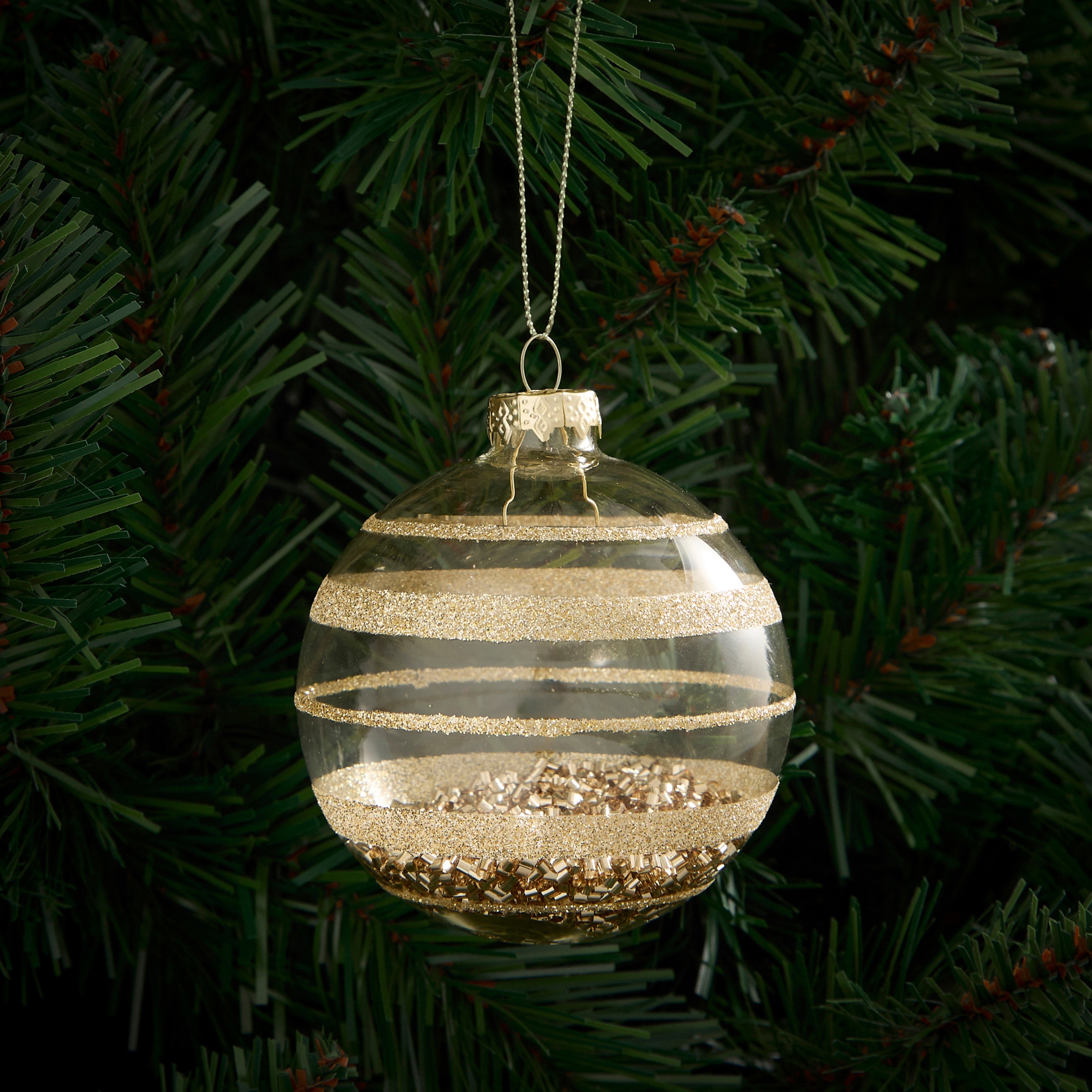 Bola de Cristal com Riscas e Beads Ouro-1