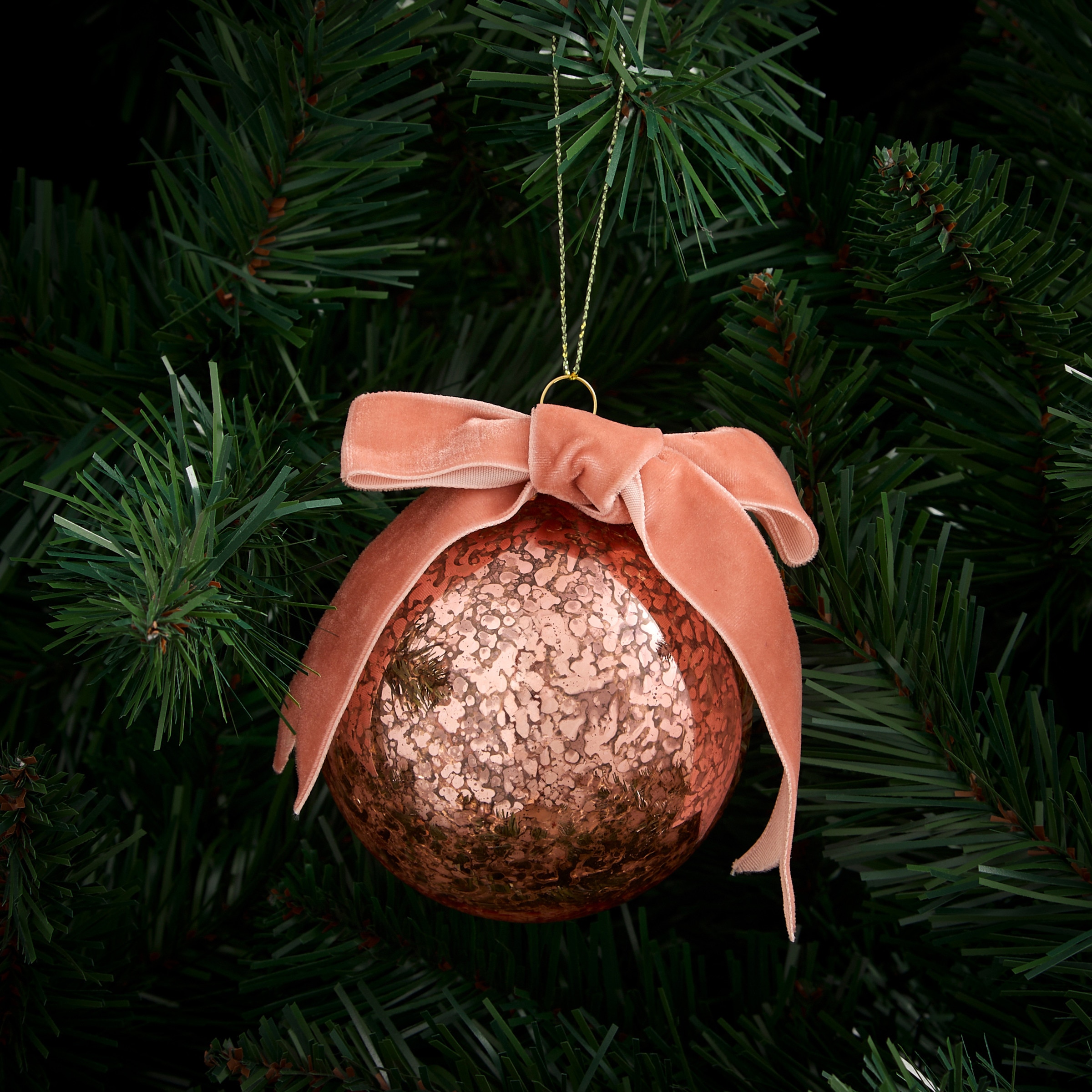 Bola de cristal mercurizada Lazo Velvet Navidad Rosa-1