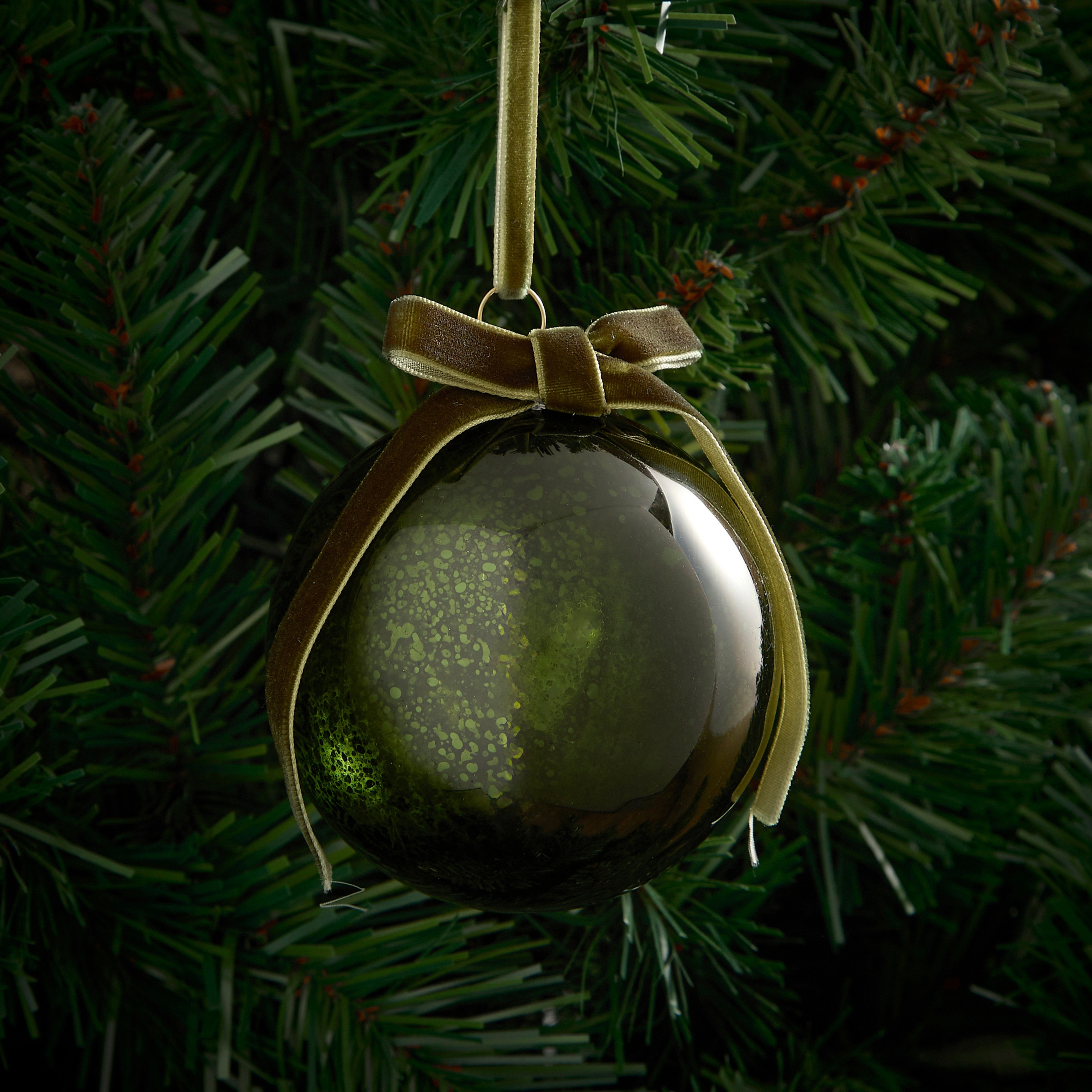Bola de Cristal Metalizada com Laço Natal Verde-1