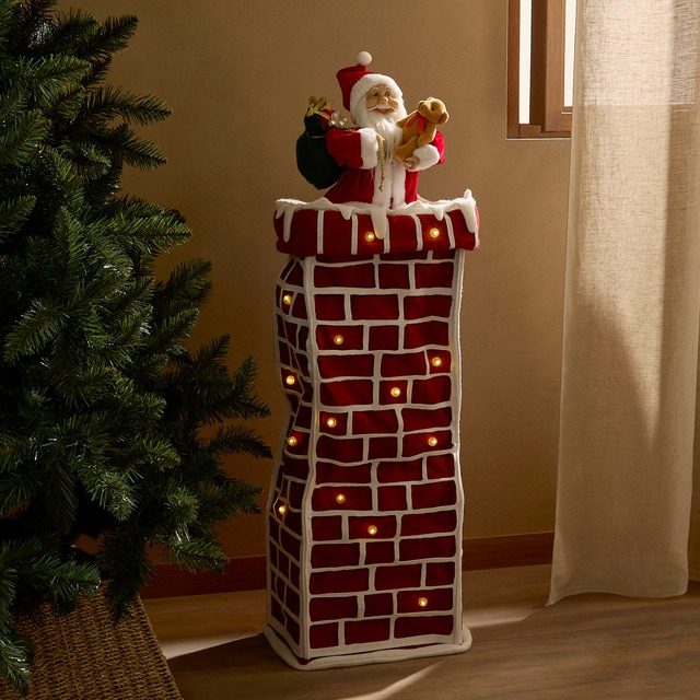 Imagen 0 de Muñeco Papá Noel chimenea extensible con 24 luces LED Navidad