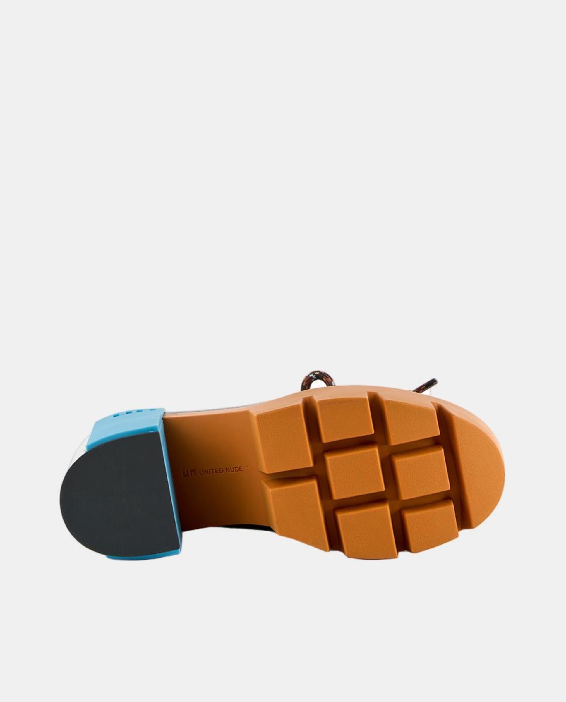 Sapatos de Atacadores em Pele com Plataforma e Salto de Bloco Castanho-5