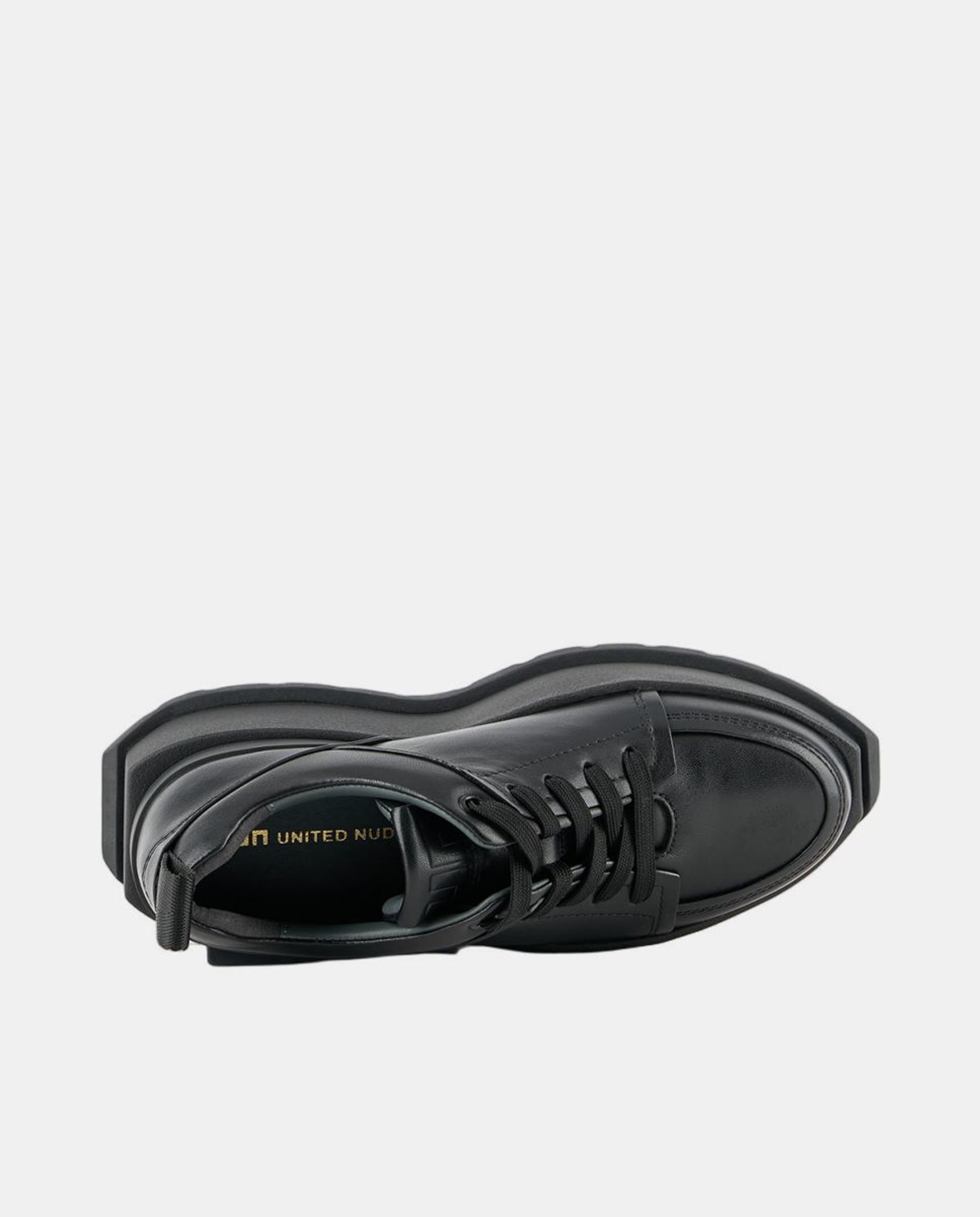 Sapatos Desportivos em Pele com Atacadores e Plataforma Preto-3