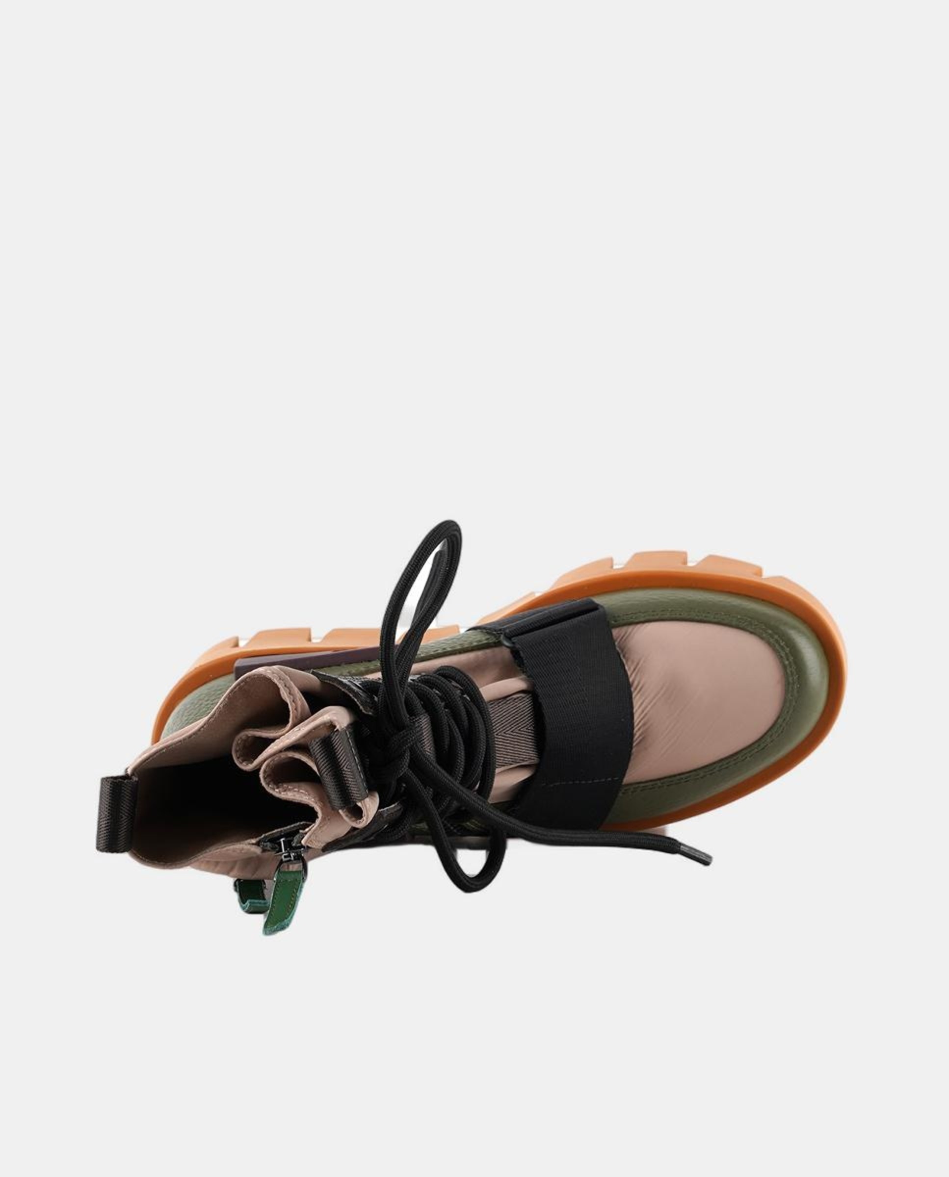 Botins Desportivos Combinados em Pele e Têxtil com Plataforma Verdes-3