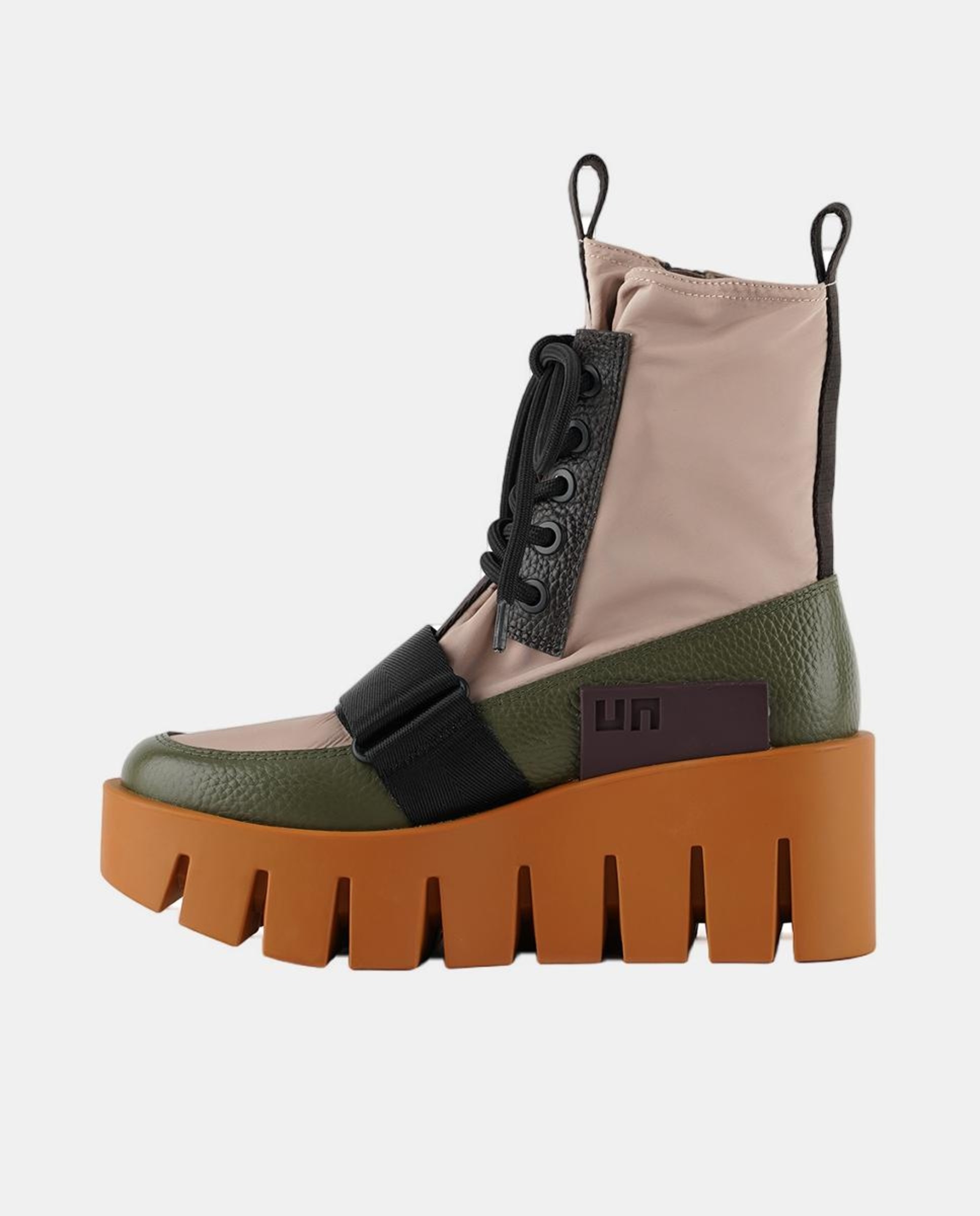 Botins Desportivos Combinados em Pele e Têxtil com Plataforma Verdes-2