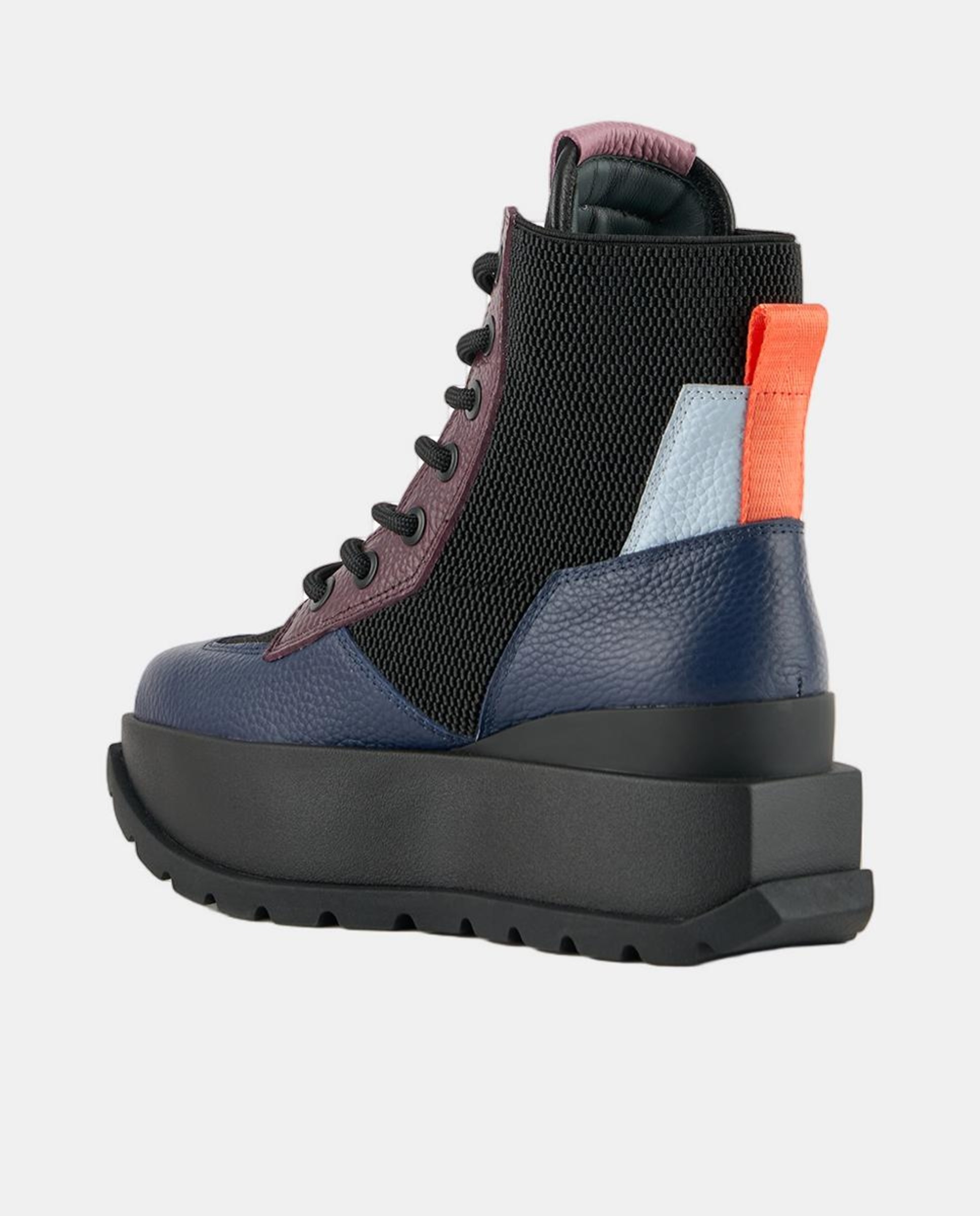 Botins Desportivos de Estilo Militar, com Detalhes em Pele e Lona, Atacadores e Fecho de Correr Lateral e Plataforma Multicolor-2