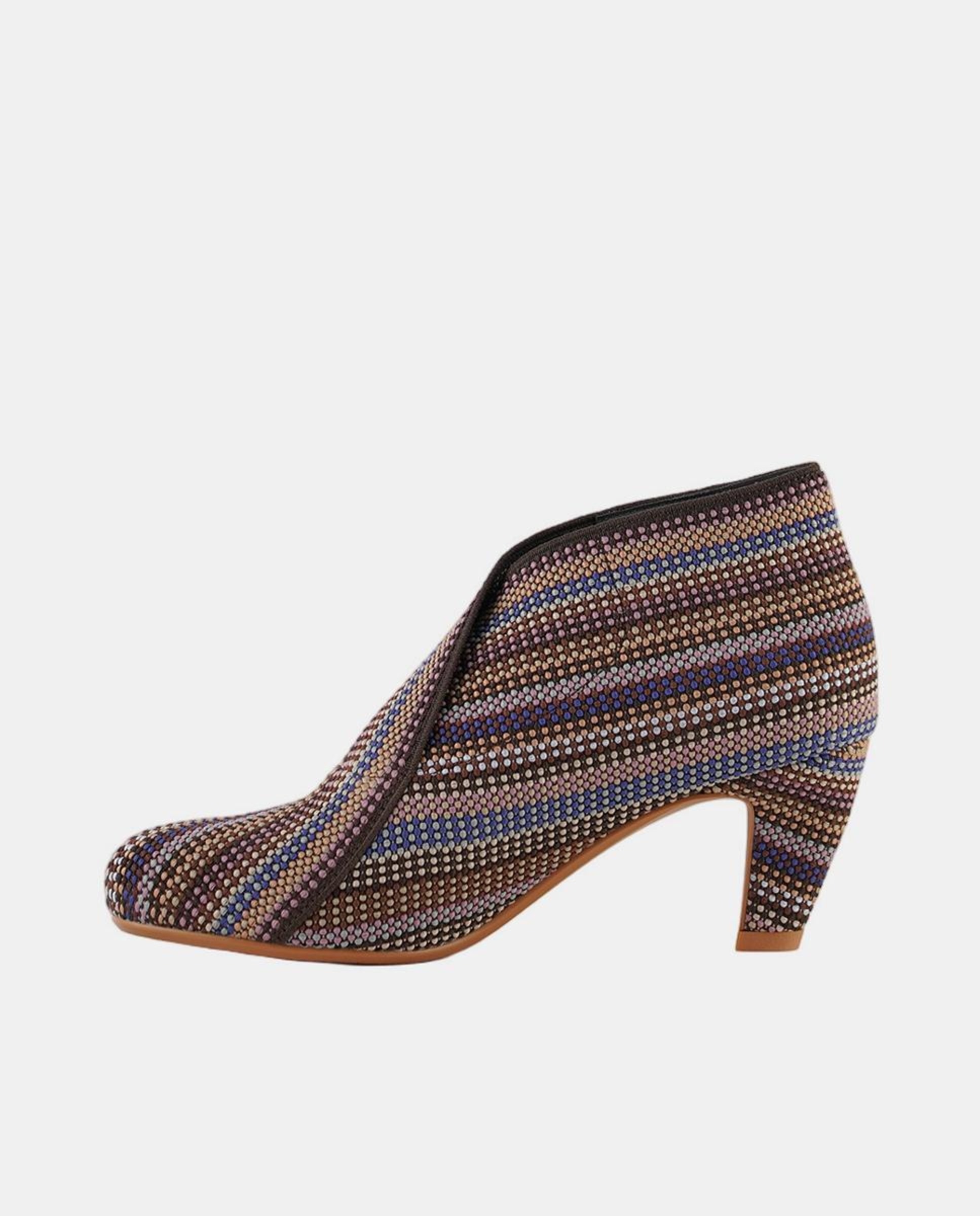 Botins de Tecido com Meio Salto Multicolor-4