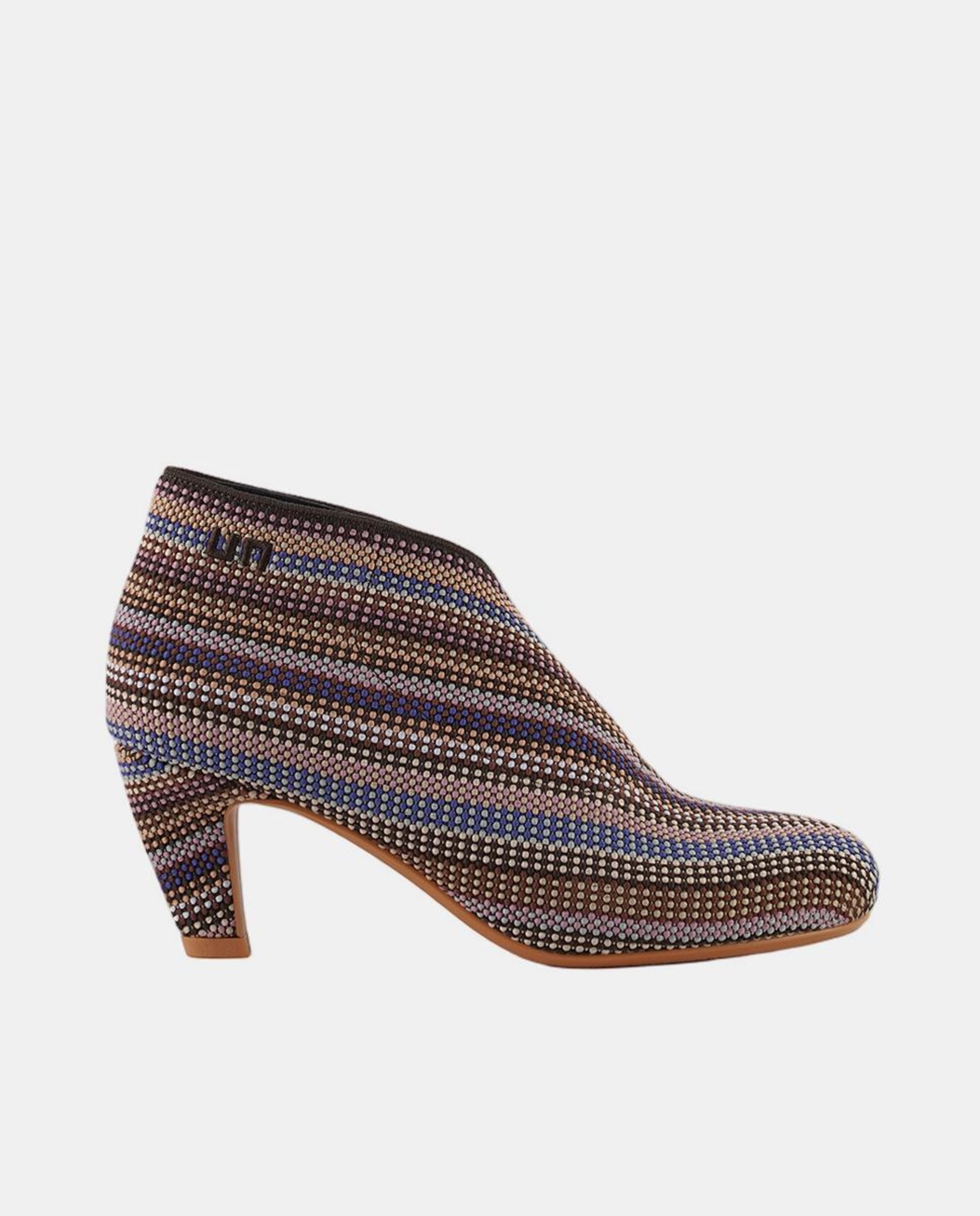 Botins de Tecido com Meio Salto Multicolor-1
