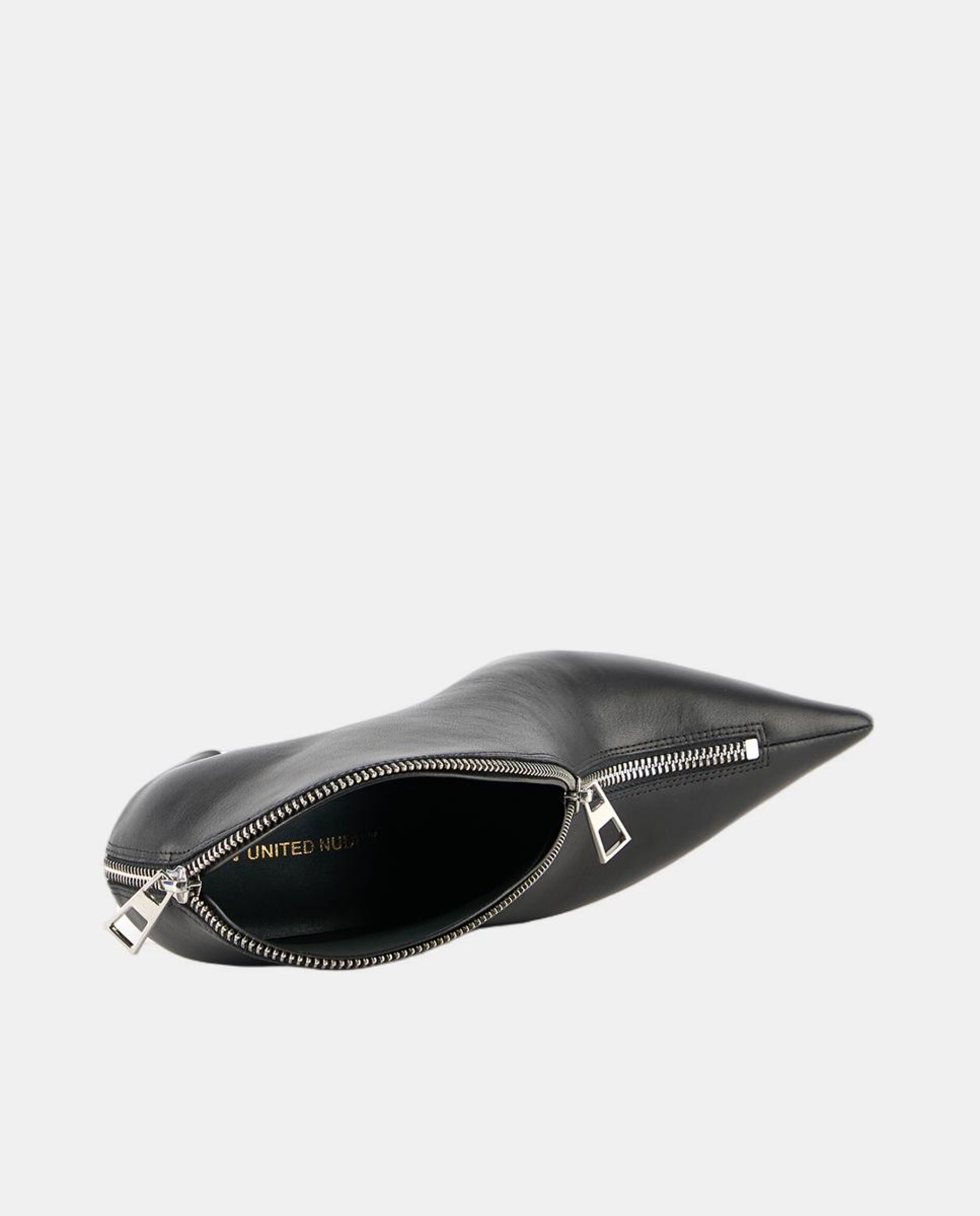 Sapatos Tipo Botins Elegantes em Pele com Fecho de Correr e Salto Exclusivo Preto-2