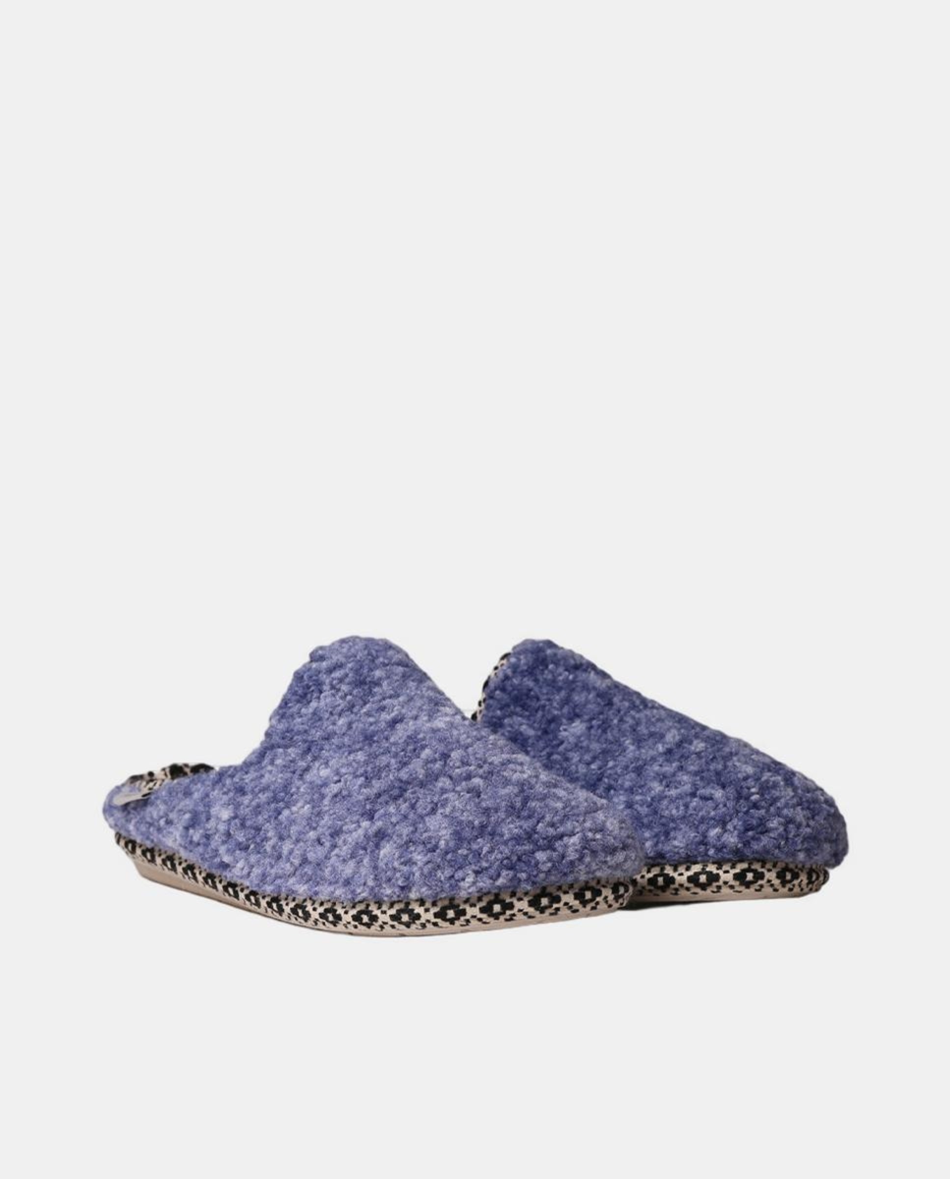 Pantufas Darla com Sola Antiderrapante e em Têxtil Azul denim-2