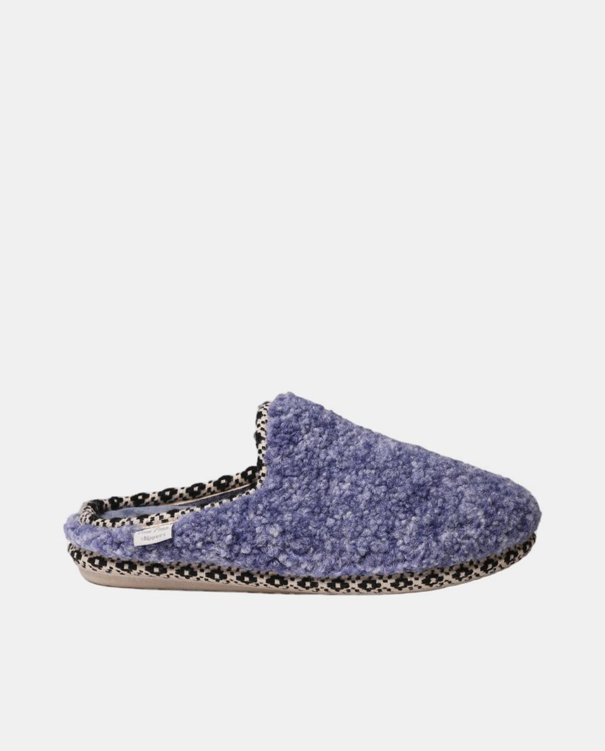 Pantufas Darla com Sola Antiderrapante e em Têxtil Azul denim-1