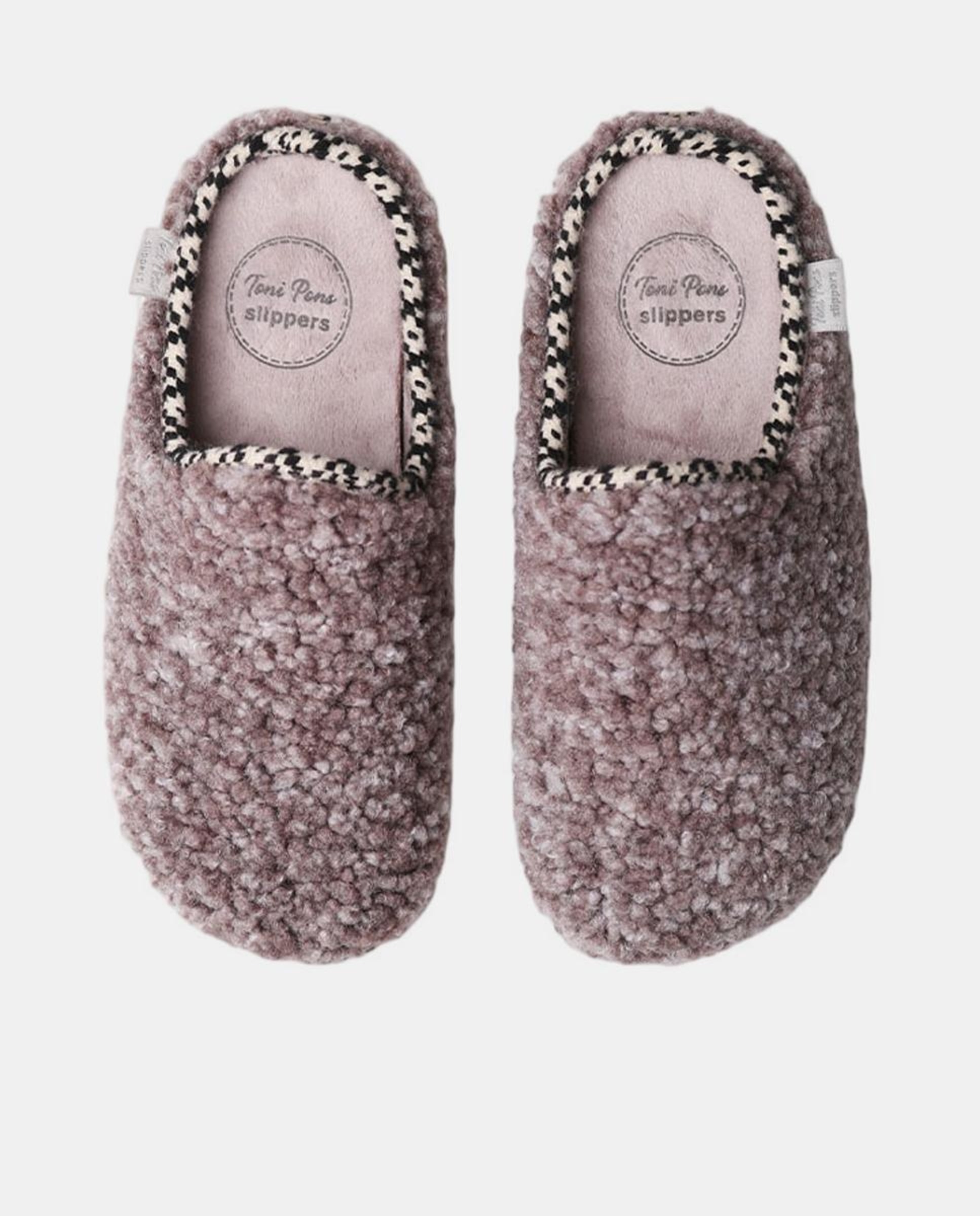 Pantufas Darla com Sola Antiderrapante e em Têxtil Castanho-3