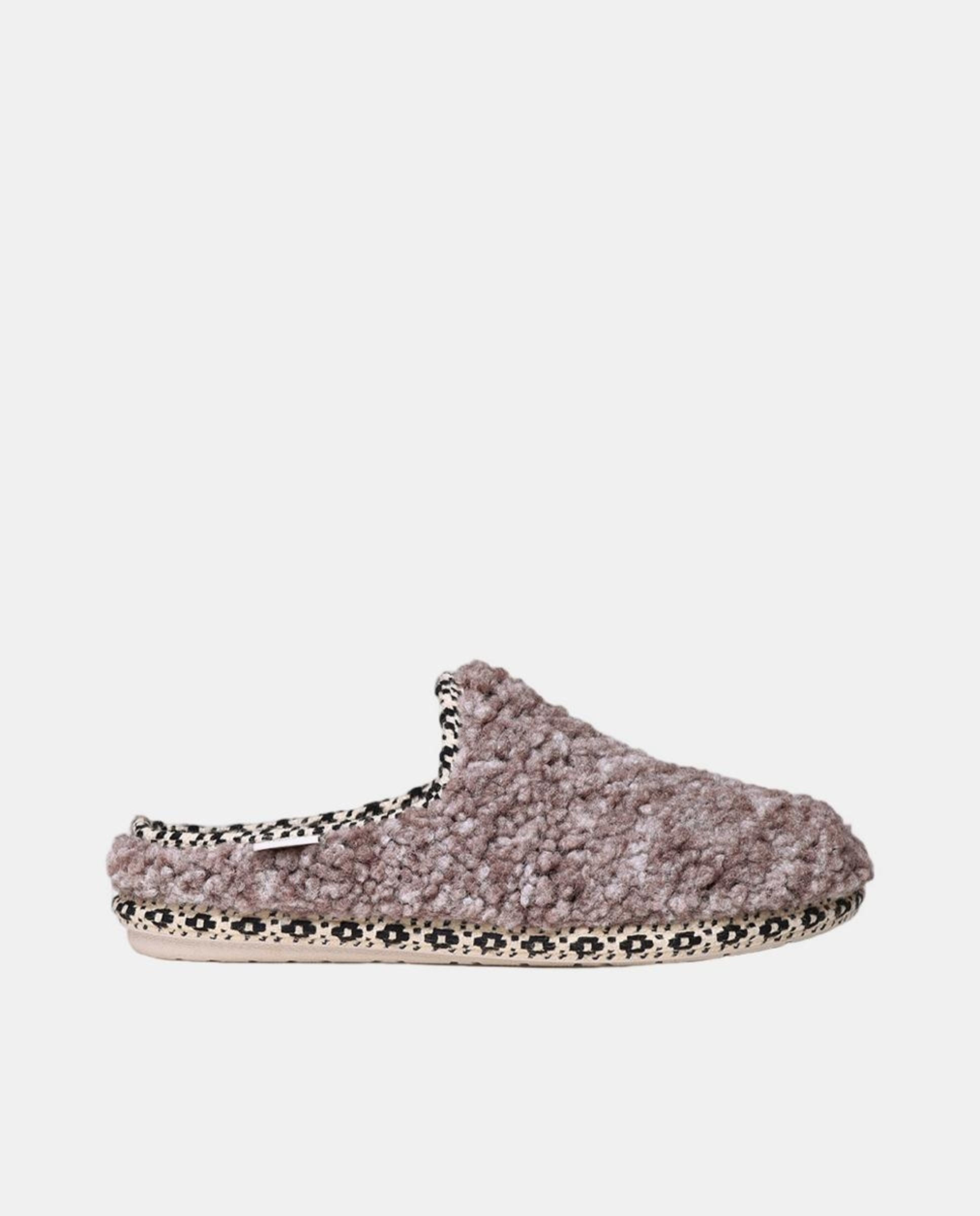 Pantufas Darla com Sola Antiderrapante e em Têxtil Castanho-1