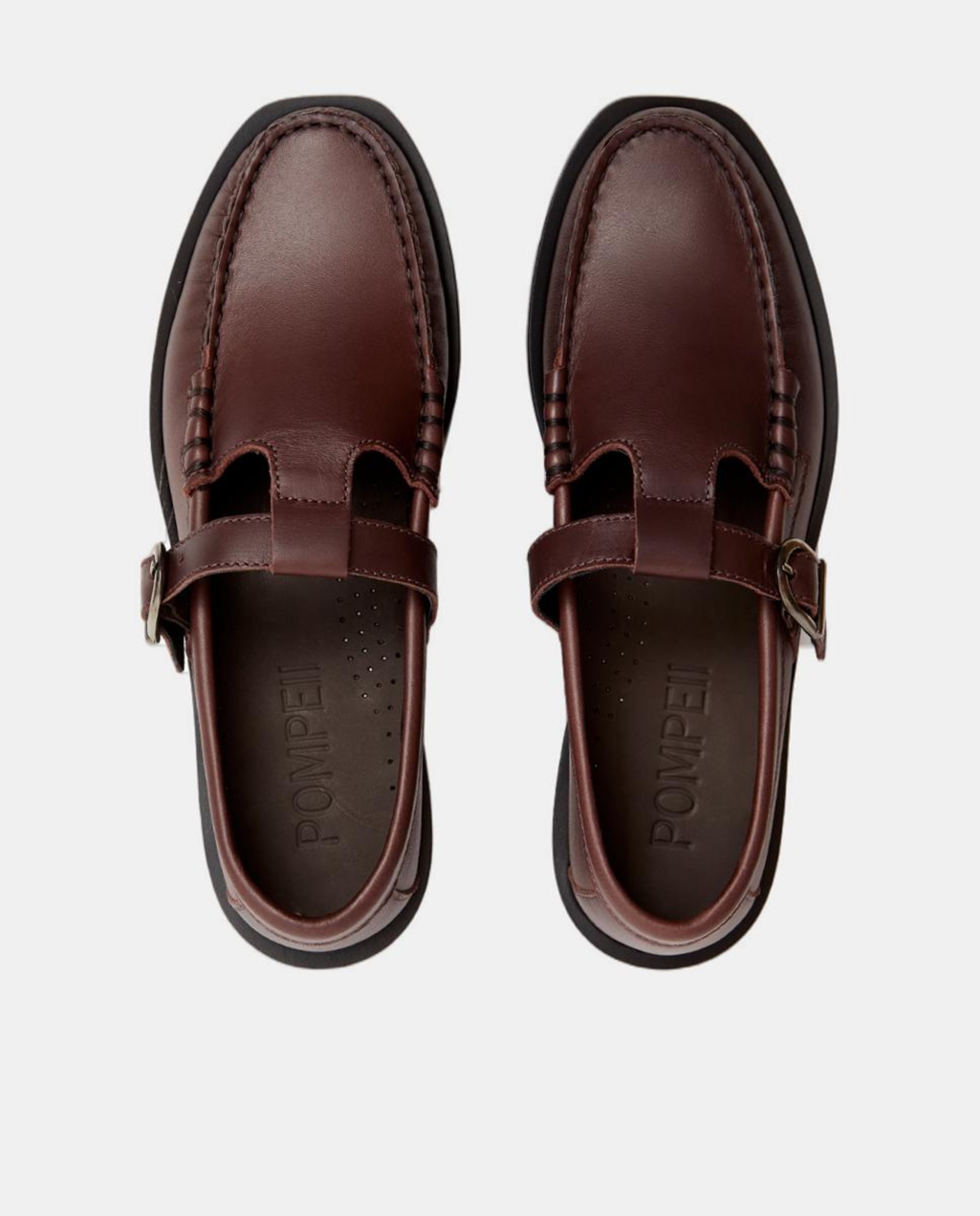 Mocassins em Pele com Fivela e Biqueira Quadrada Castanho-6