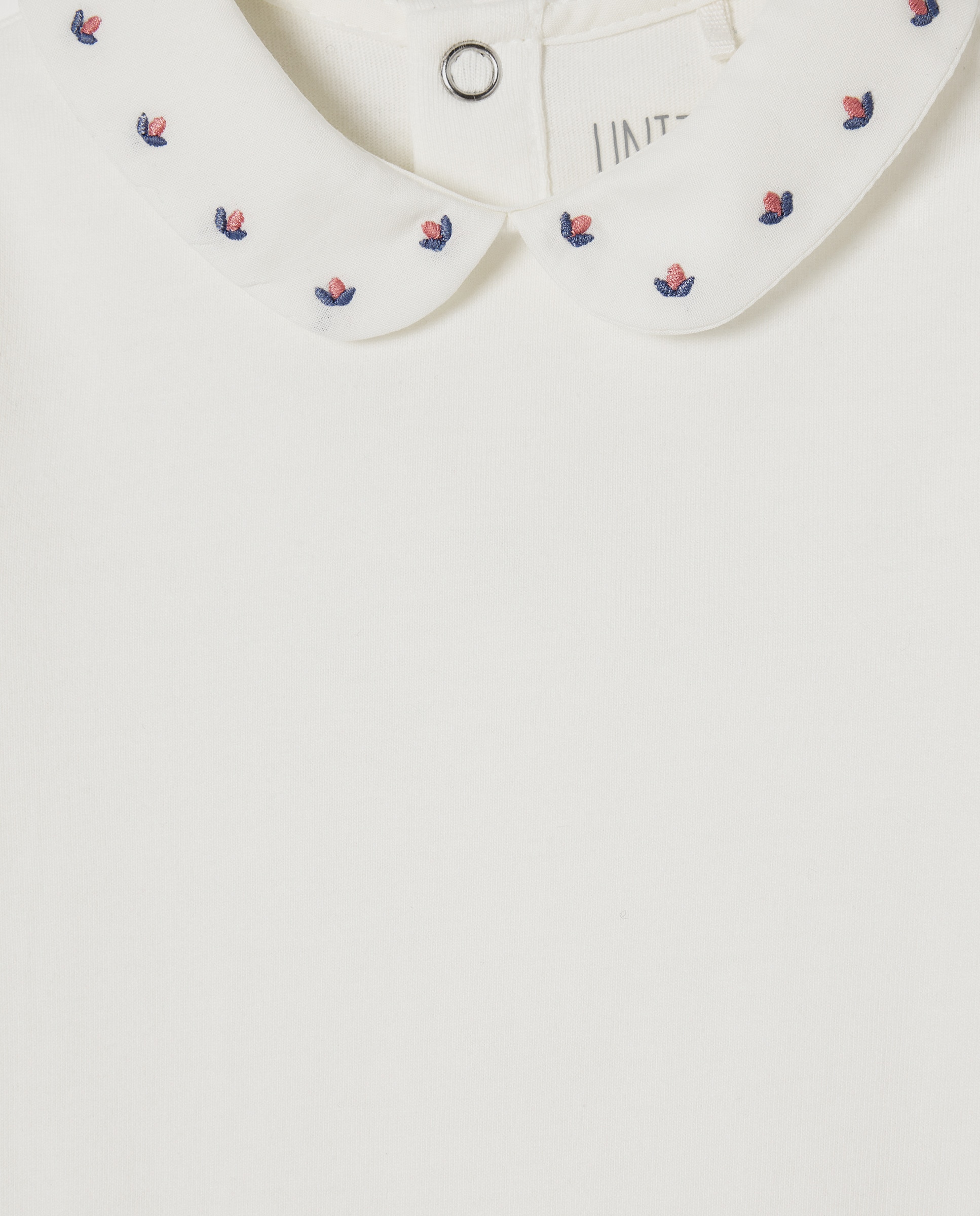 Body recién nacido cuello pico sello Blanco roto-3