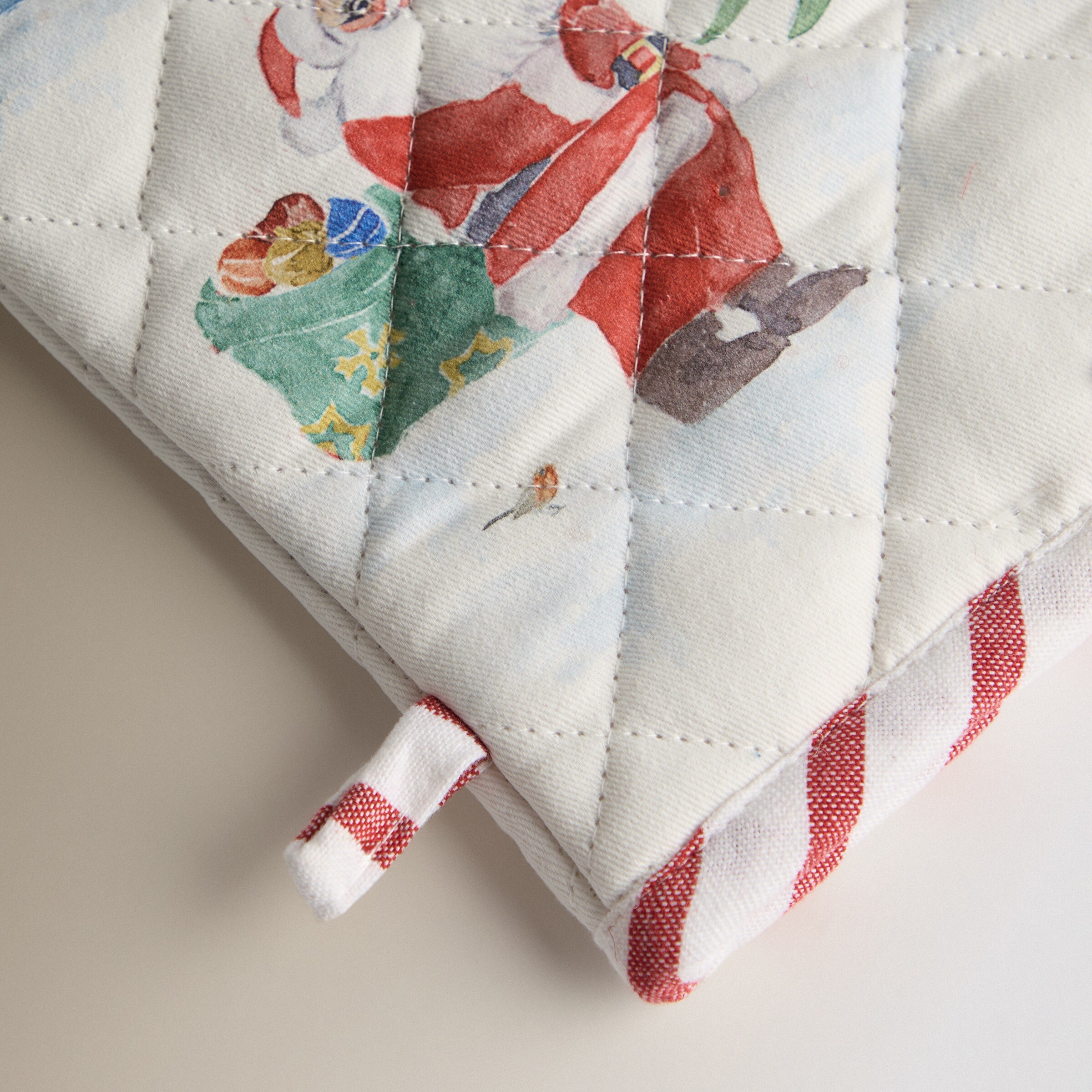 Conjunto de Luva e Pega de Algodão Claus Village Multicolor-2