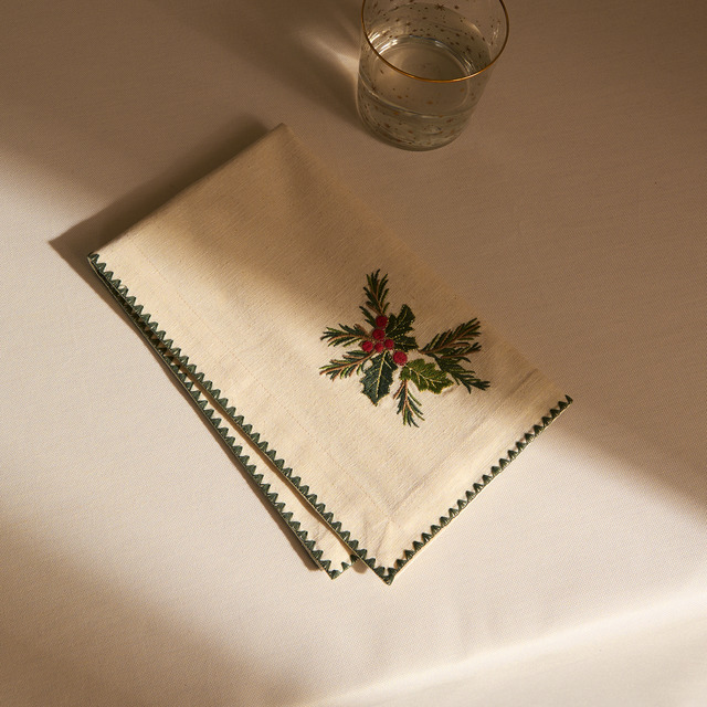 Imagem 0 de Conjunto de 2 Guardanapos de Algodão e Linho Holly Emb