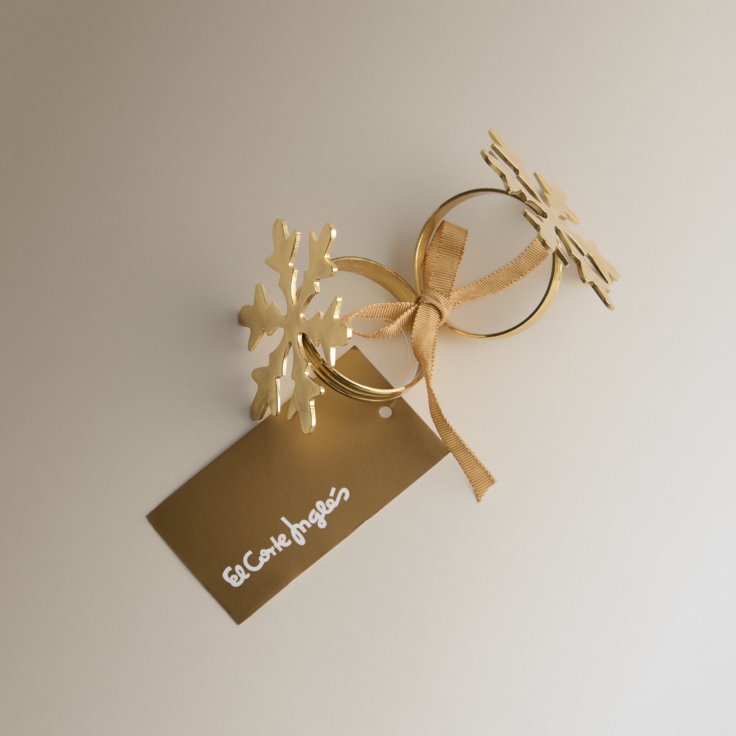 Set de 2 servilleteros navideños Snowflake I El Corte Inglés Oro-3