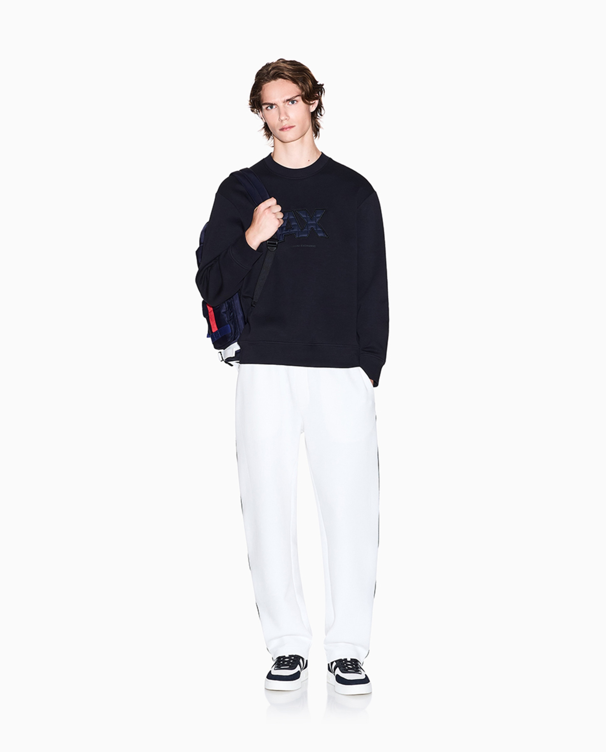 Sweatshirt com Logótipo Acolchoado e Gola Redonda Azul-marinho-6