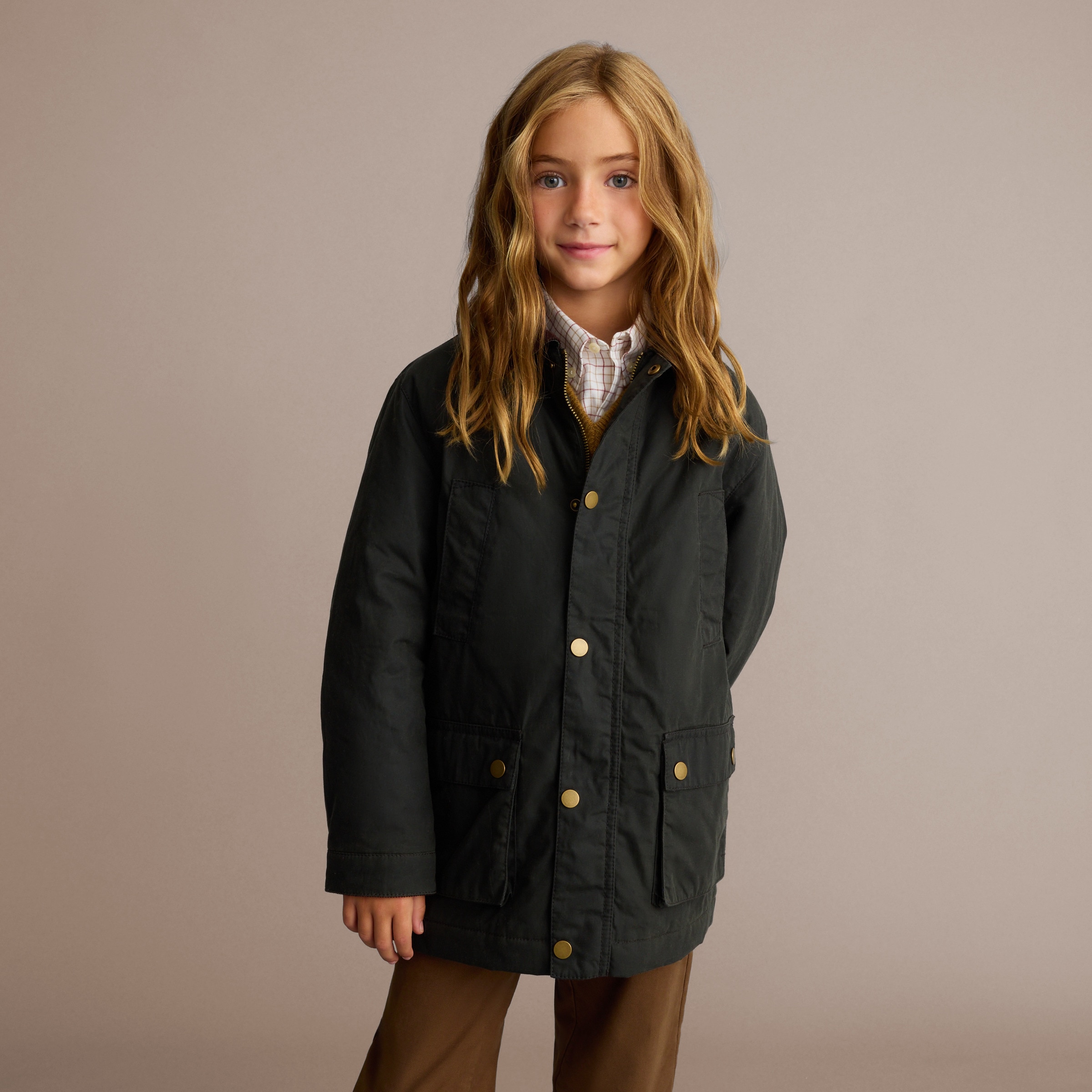 Sobretudo Encerado e Acolchoado de Menino Verde-2