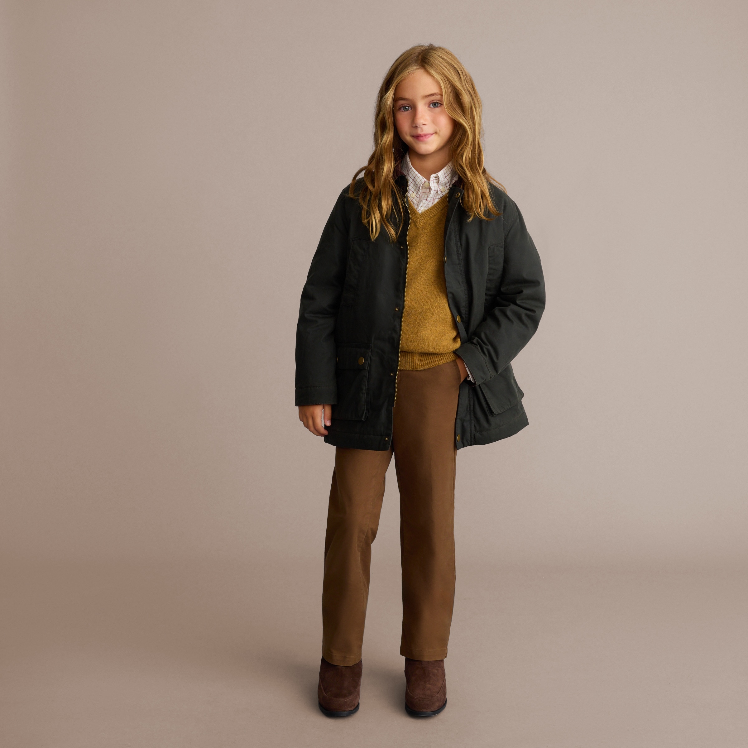 Sobretudo Encerado e Acolchoado de Menino Verde-3