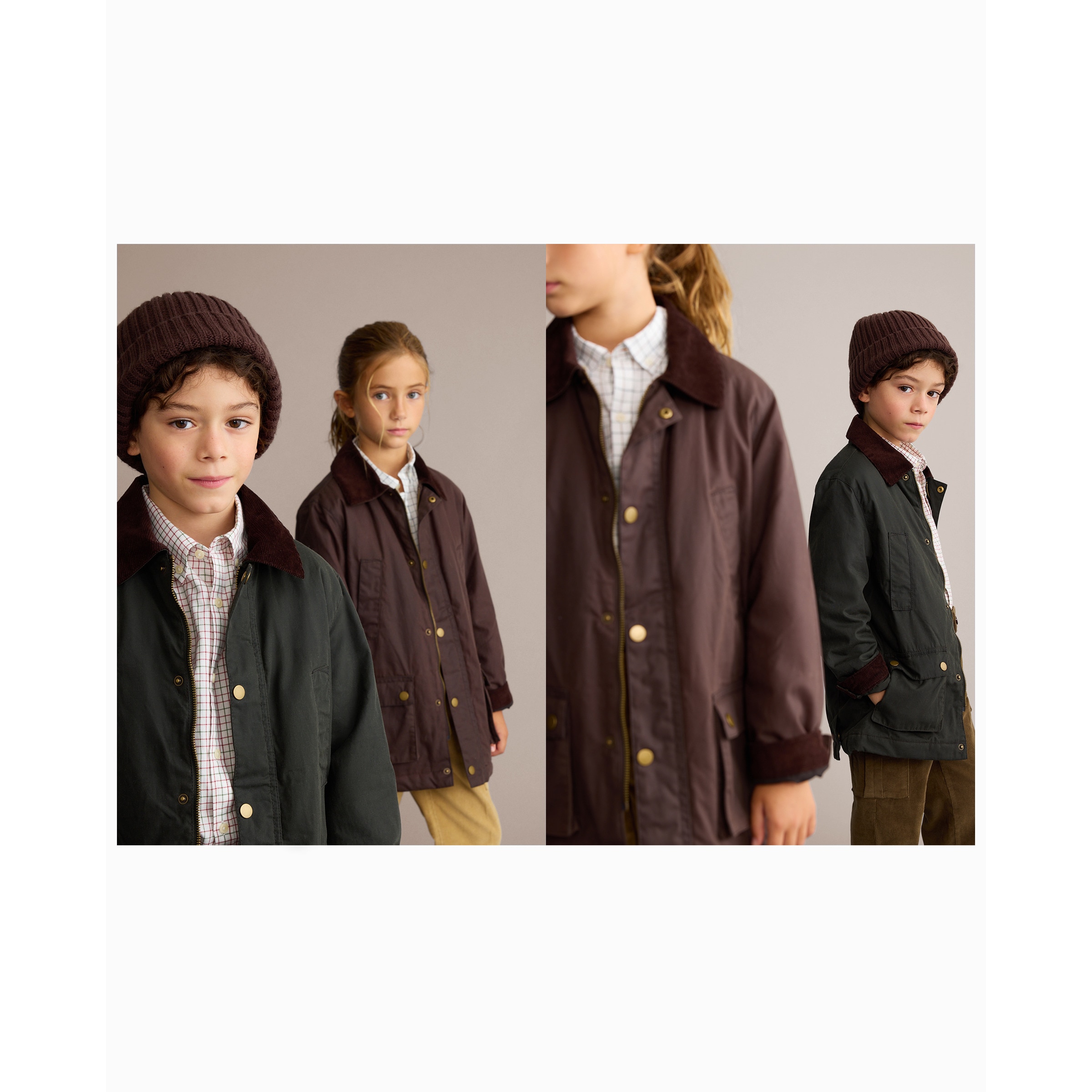 Sobretudo Encerado e Acolchoado de Menino Verde-5