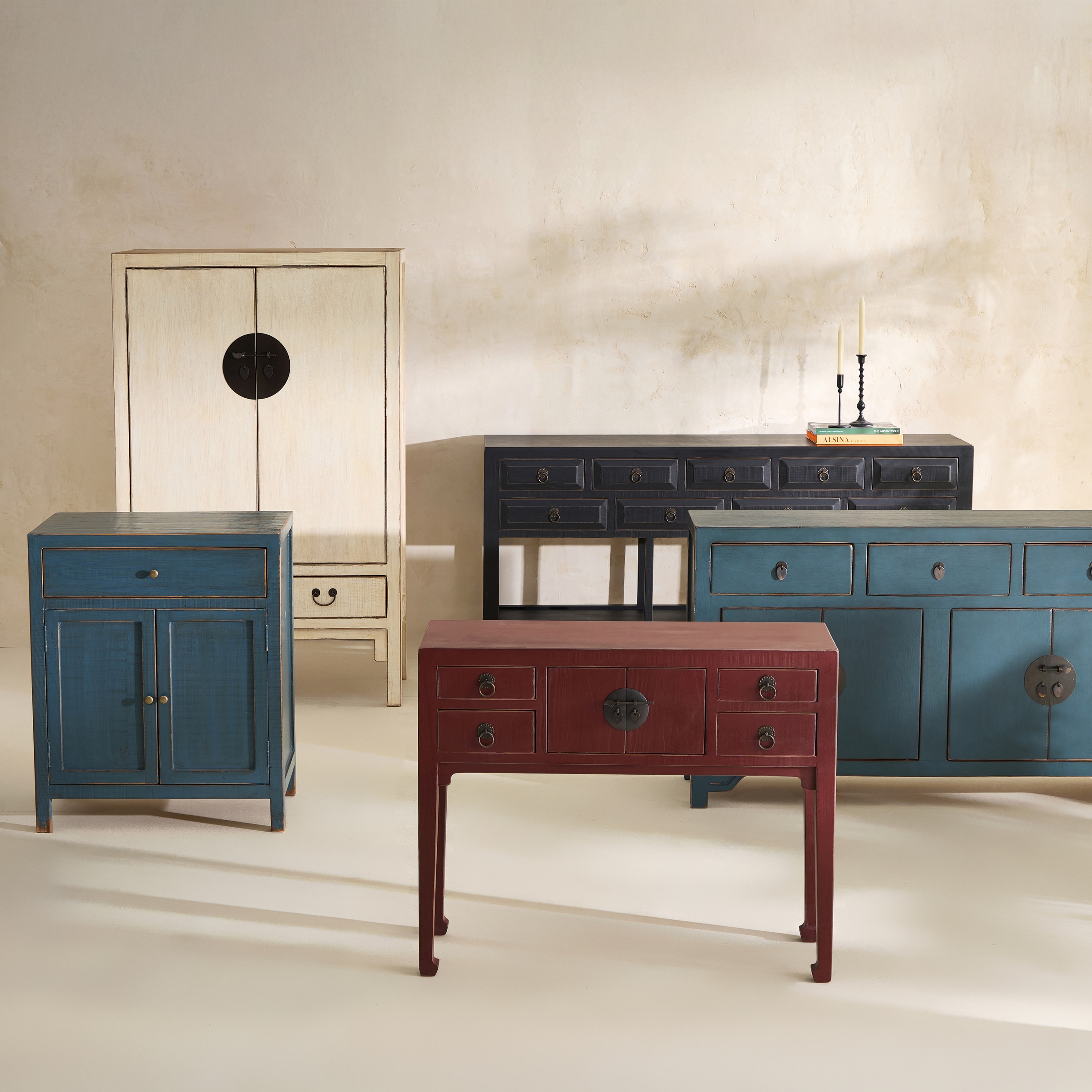 Armario de madera de pino pintada Pekín Blanco-12