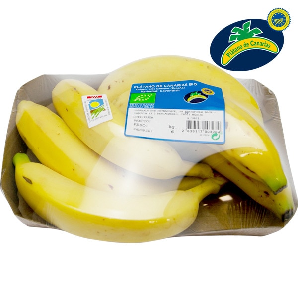 Plátano de Canarias IGP ecológico bandeja 800 g peso aproximado