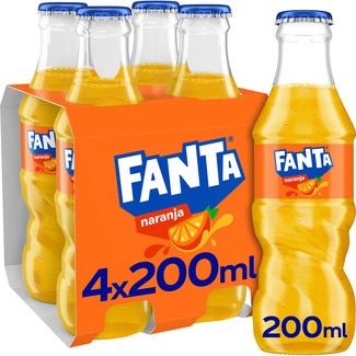 refresco naranja con gas pack 4 botellas 20 cl (envase de vidrio) - Fanta
