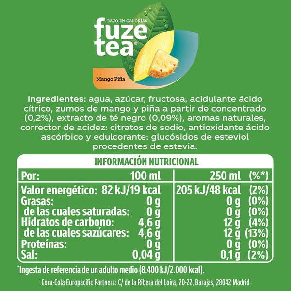 original flavour mango pineapple tea soft drink bottle 1,5 l