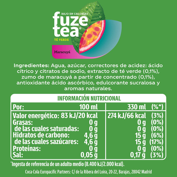 Teegetränk grüner Tee und Maracuja Dose 33 cl