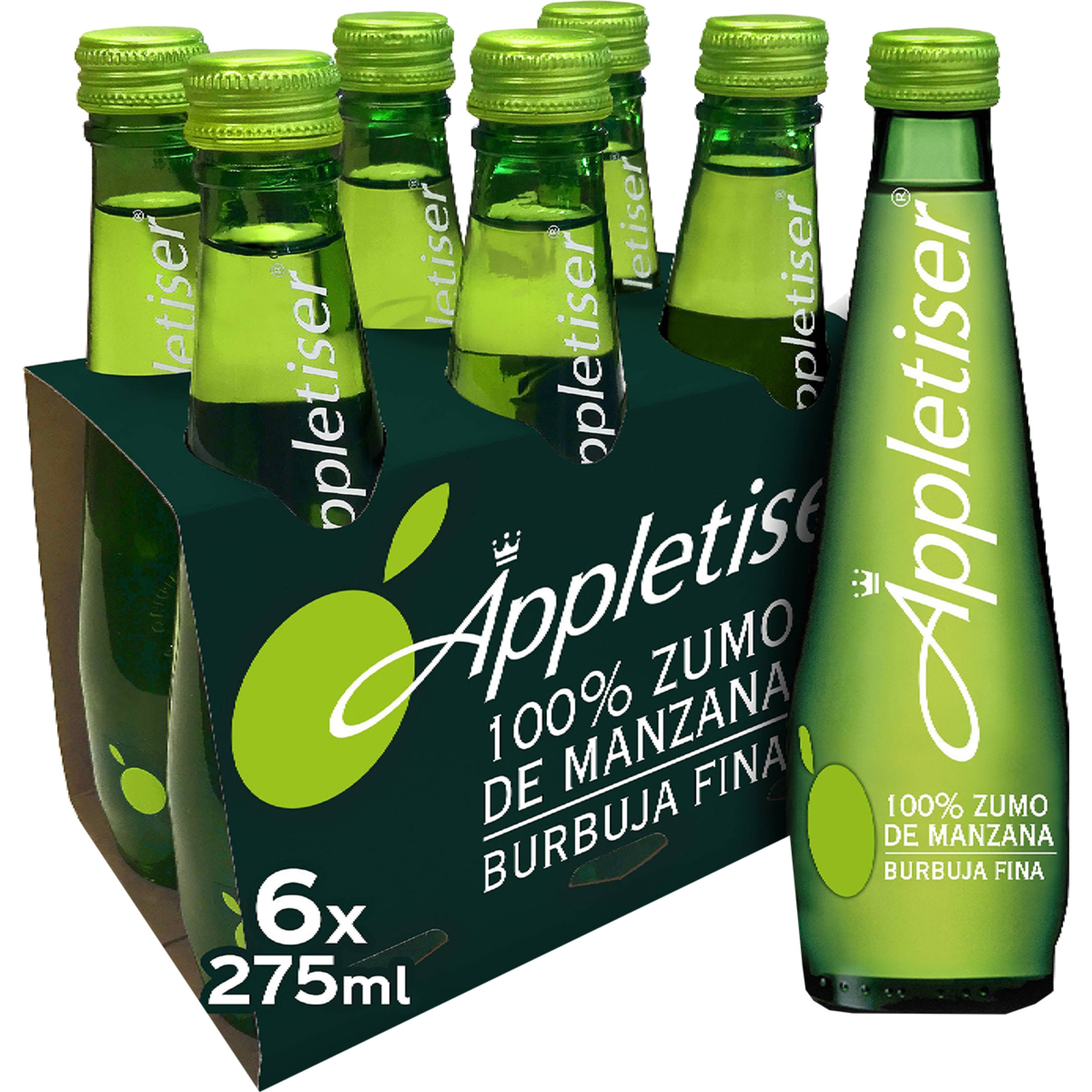 refresco de zumo de manzana con gas burbujas finas pack 6 botellas 27,50 cl