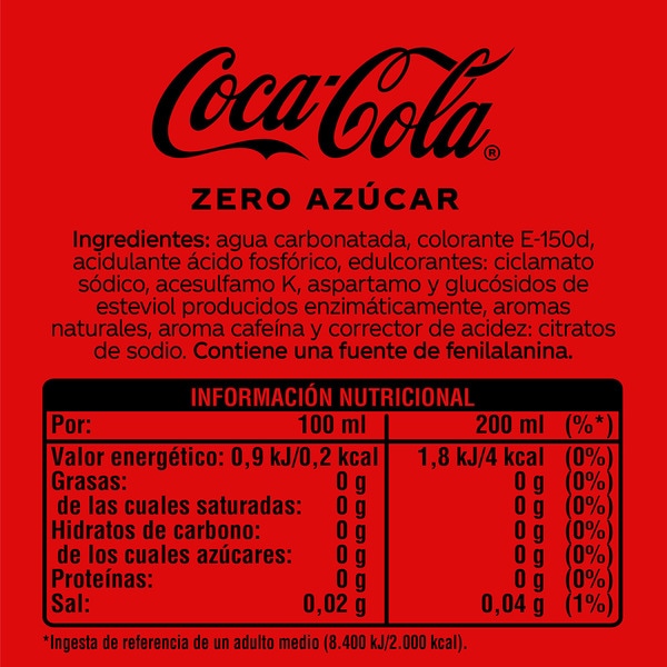 Cola-Erfrischungsgetränk zuckerfrei Mini-10er-Pack Dosen 20 cl