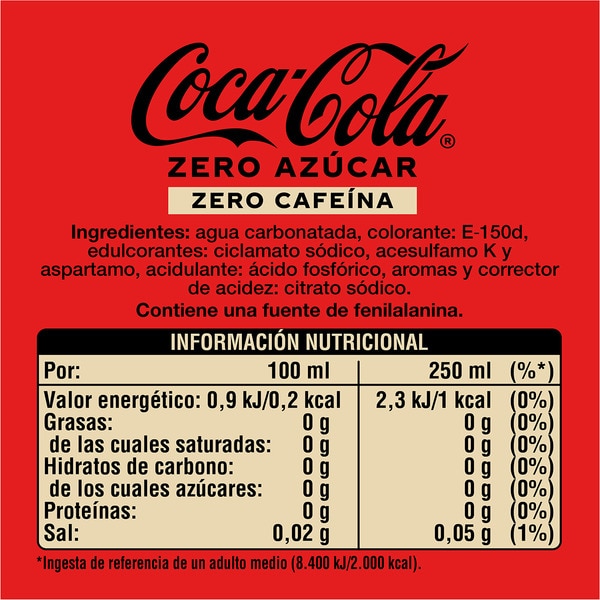 Cola-Erfrischungsgetränk zuckerfrei ZERO KOFFEIN Flasche 1,25 l