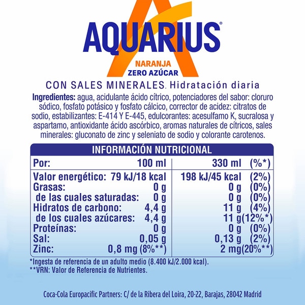 sugar free orange flavour isotonic drink tin 33 cl